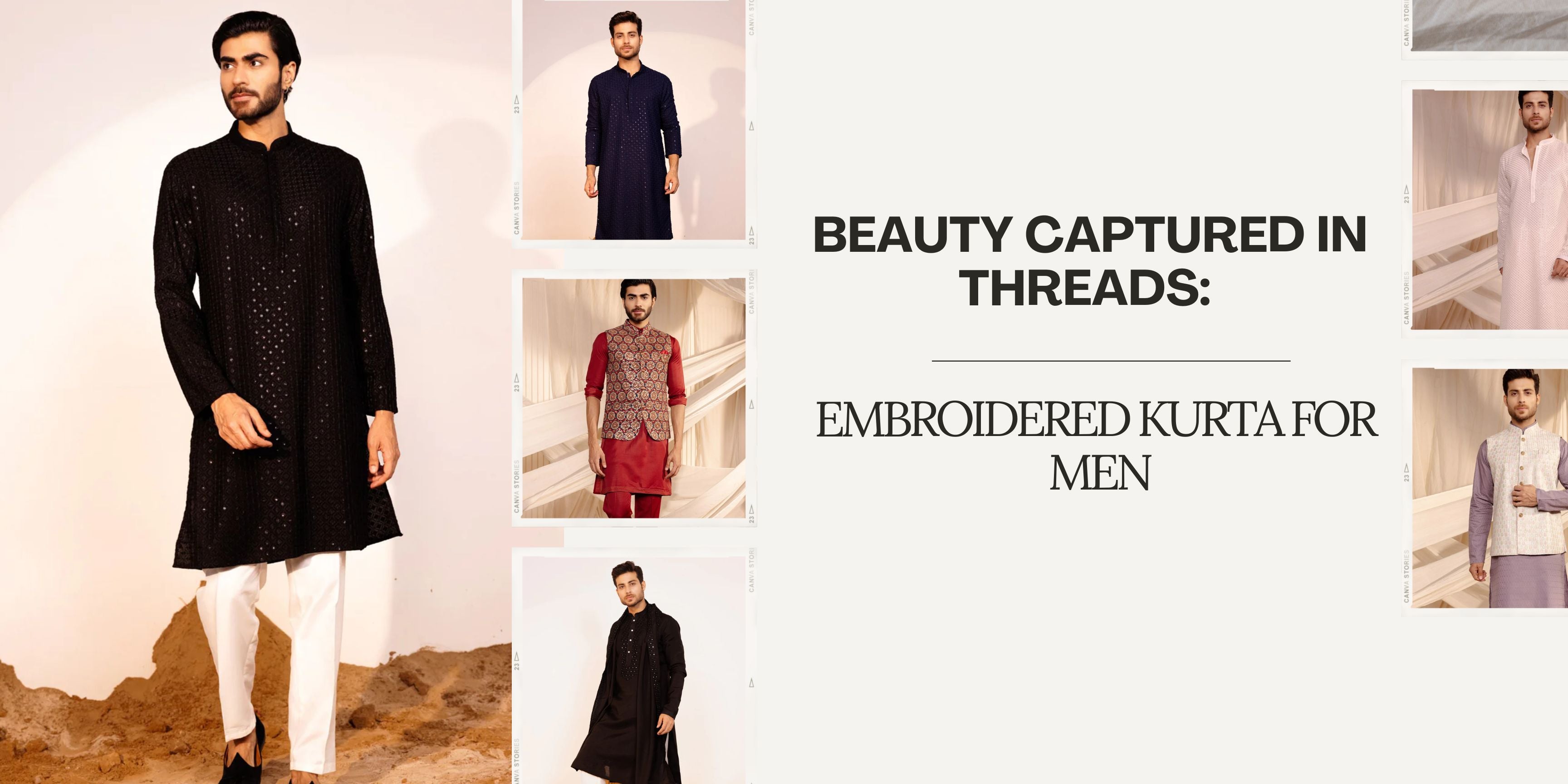 Beauty Captured in Threads: Embroidered Kurta for Men