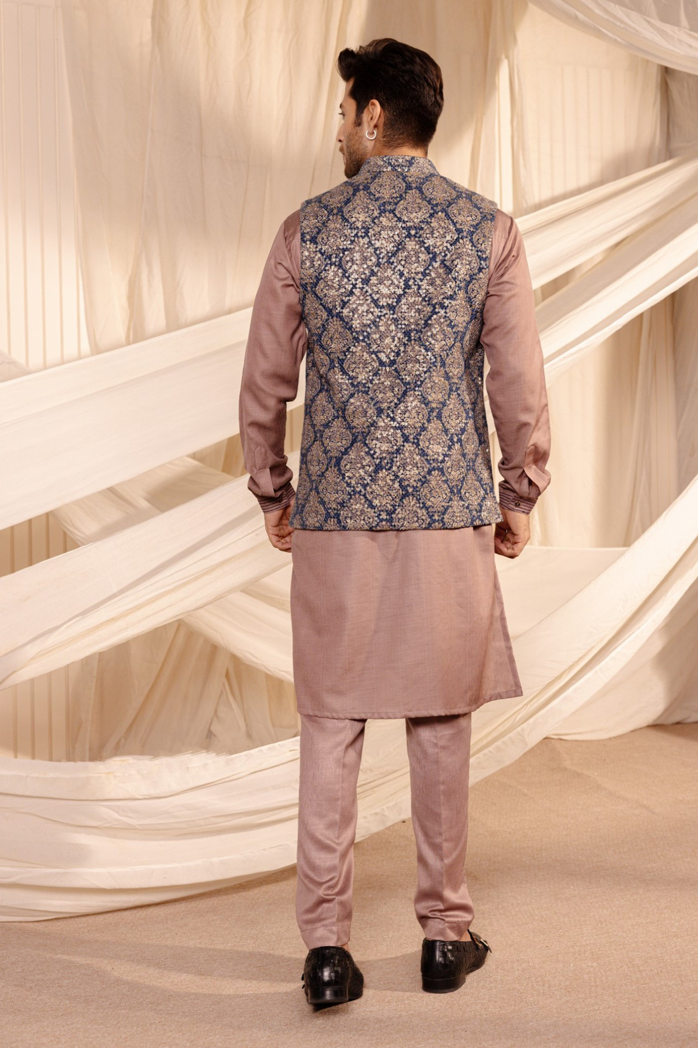 Embroidery Jodhpuri Navy Jacket Kurta