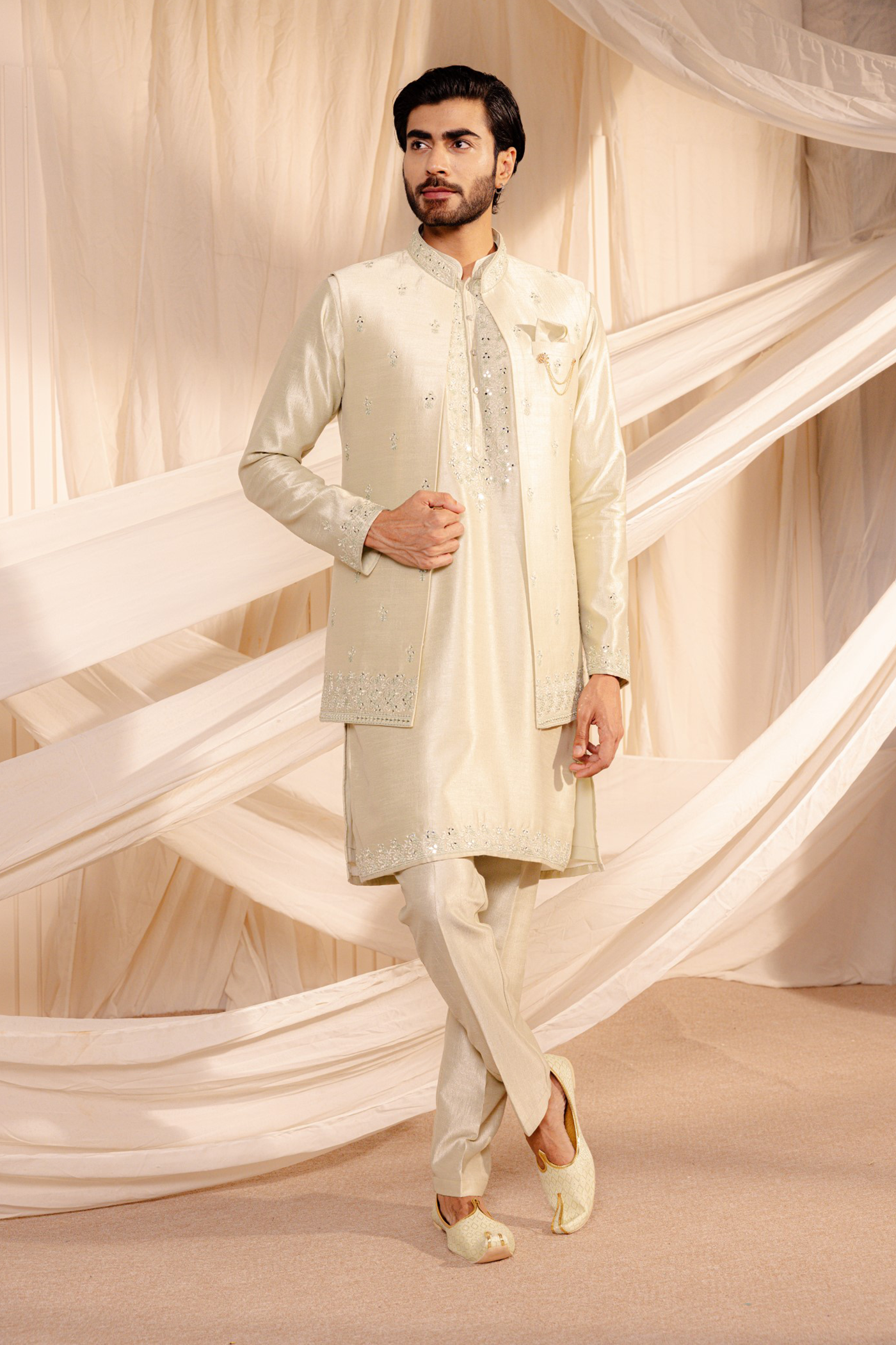 Long Jacket Jodhpuri Jacket Kurta Set For Wedding