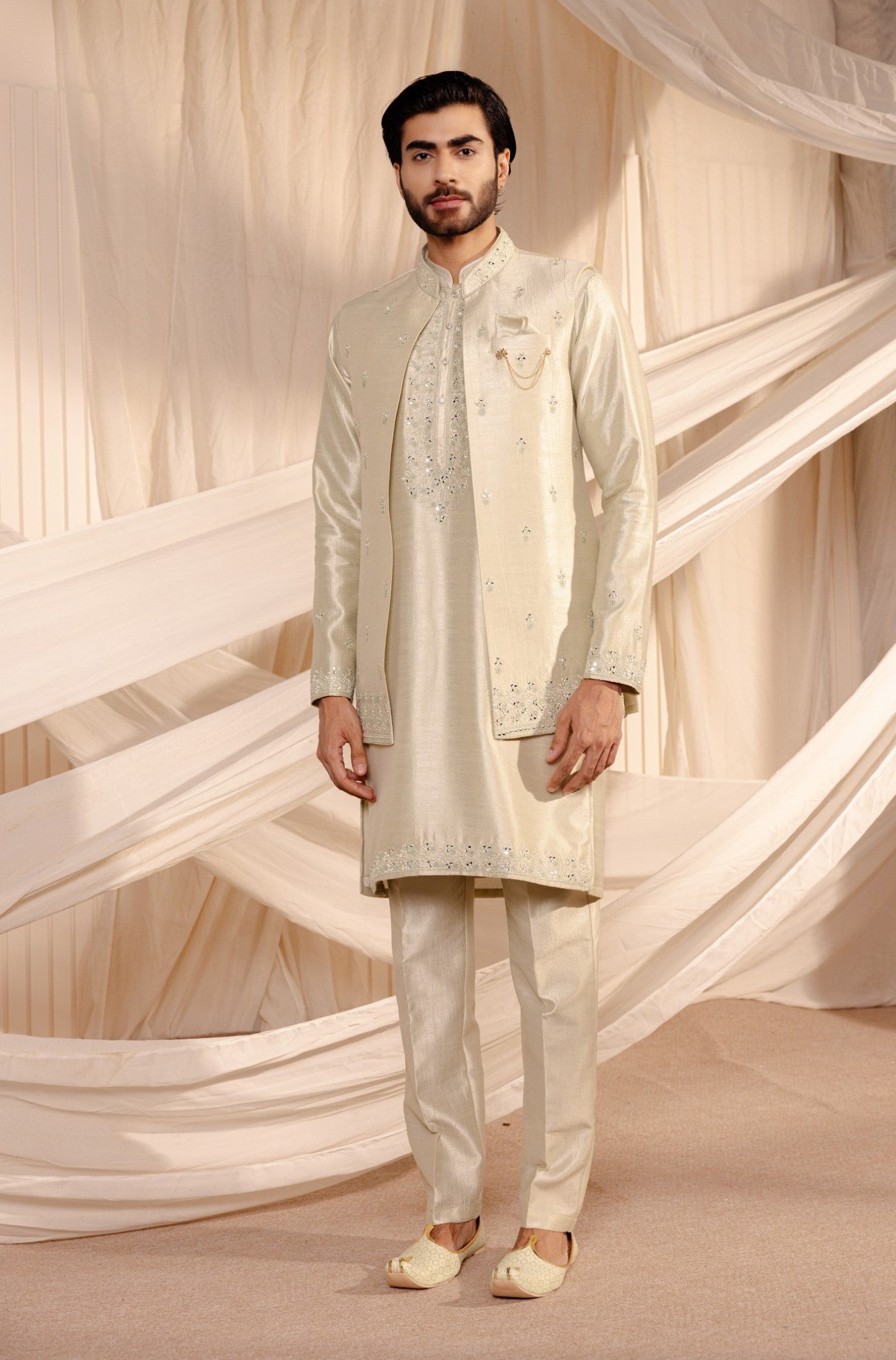 Long Jacket Jodhpuri Jacket Kurta Set For Wedding