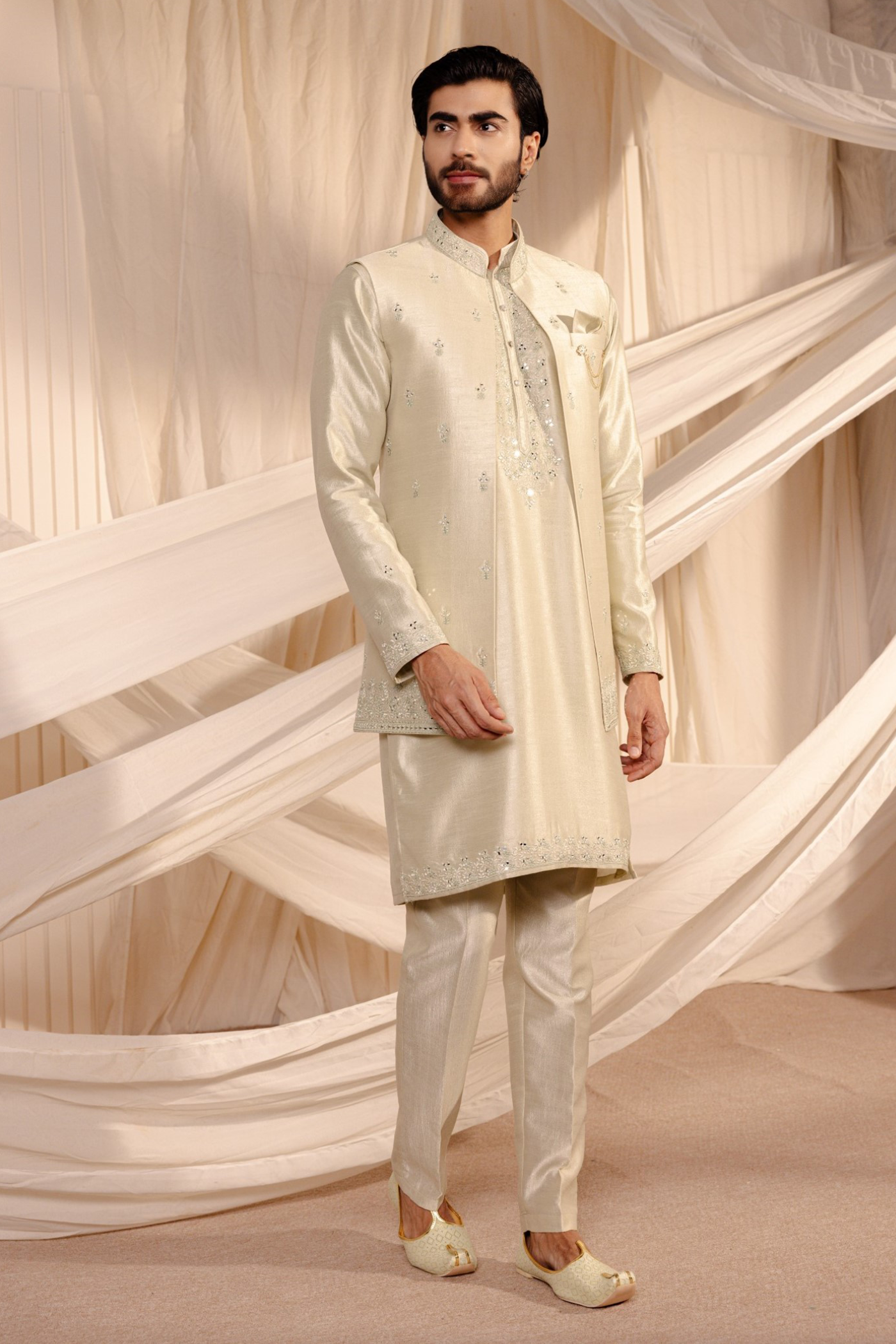 Long Jacket Jodhpuri Jacket Kurta Set For Wedding