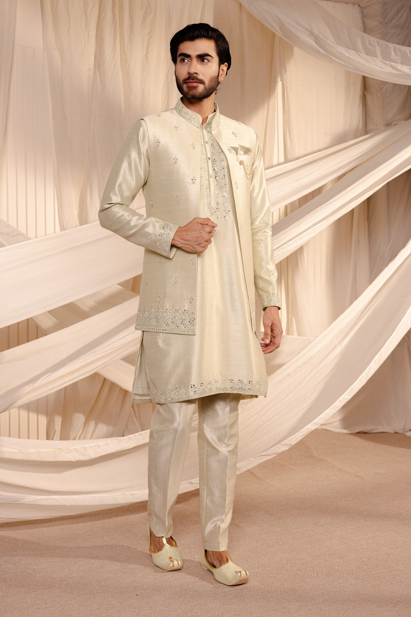 Long Jacket Jodhpuri Jacket Kurta Set For Wedding