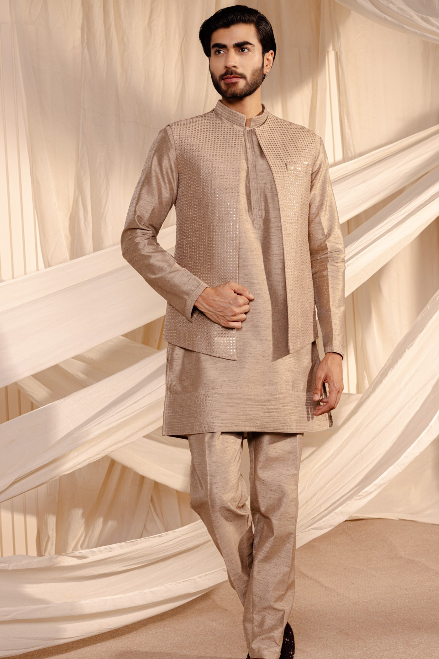 Jodhpuri Embroidery Jacket Kurta Set