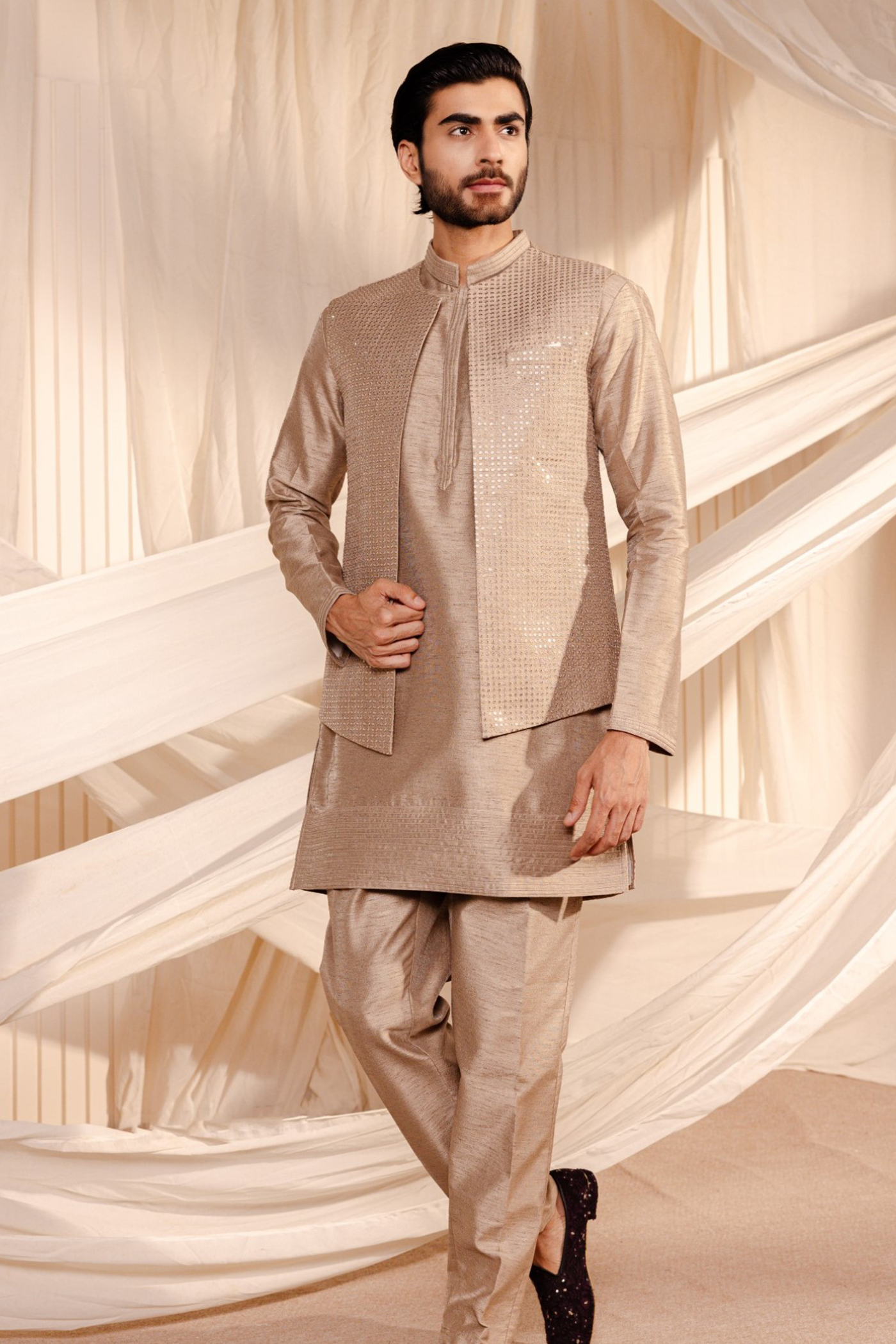 Jodhpuri Embroidery Jacket Kurta Set