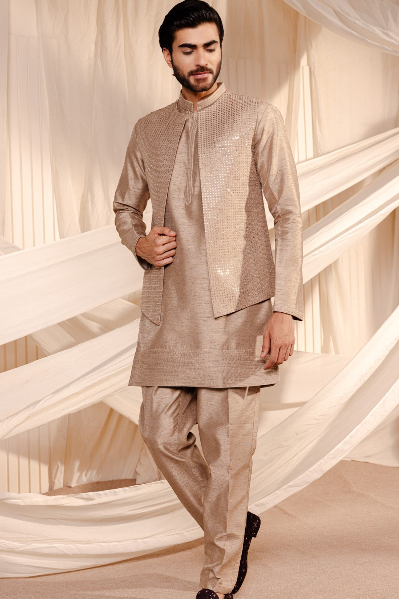 Jodhpuri Embroidery Jacket Kurta Set
