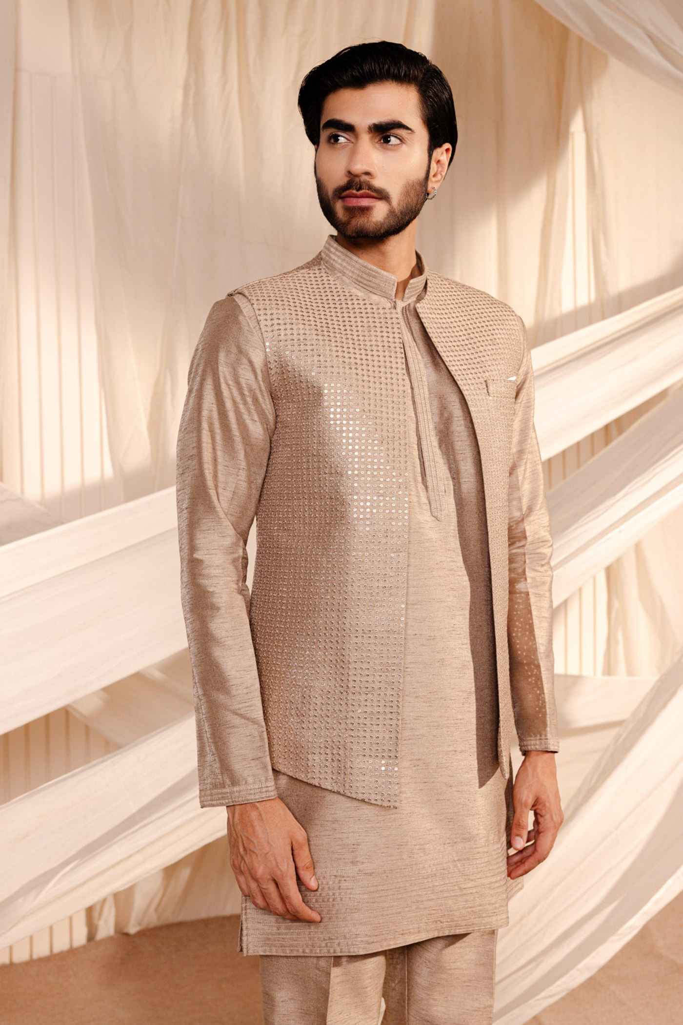 Jodhpuri Embroidery Jacket Kurta Set