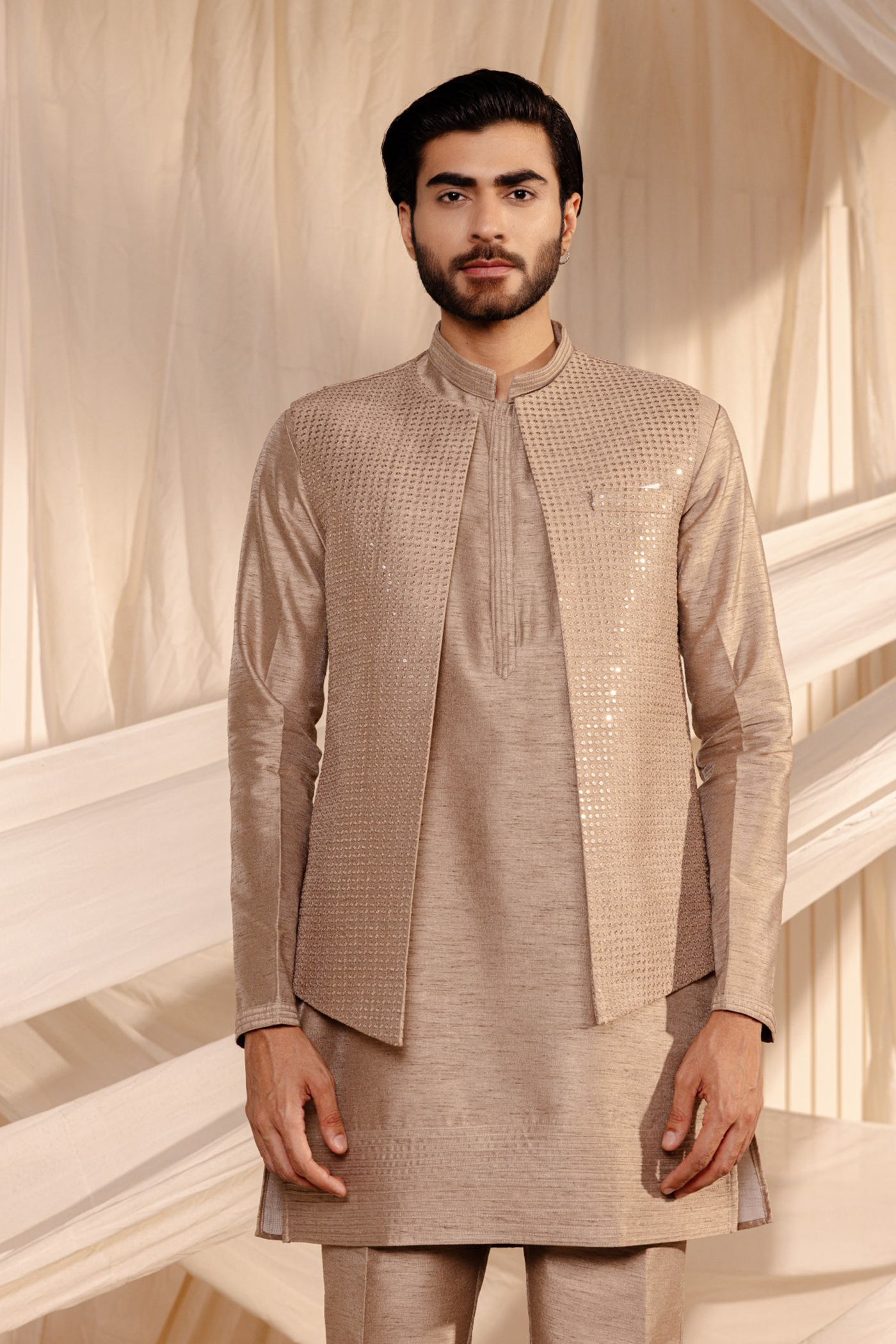 Jodhpuri Embroidery Jacket Kurta Set