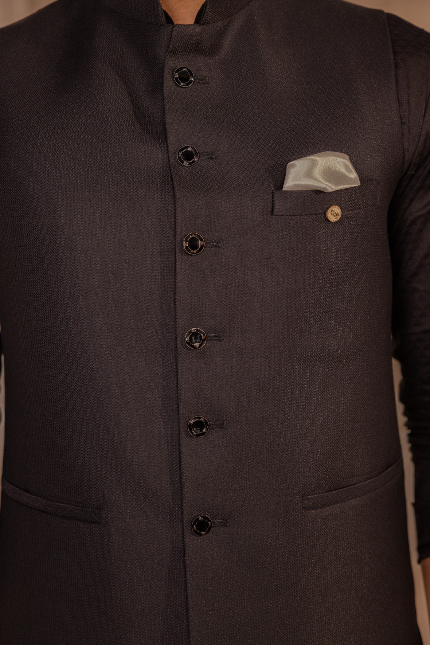Black Colour Long Sleeve Jodhpuri Jacket Kurta