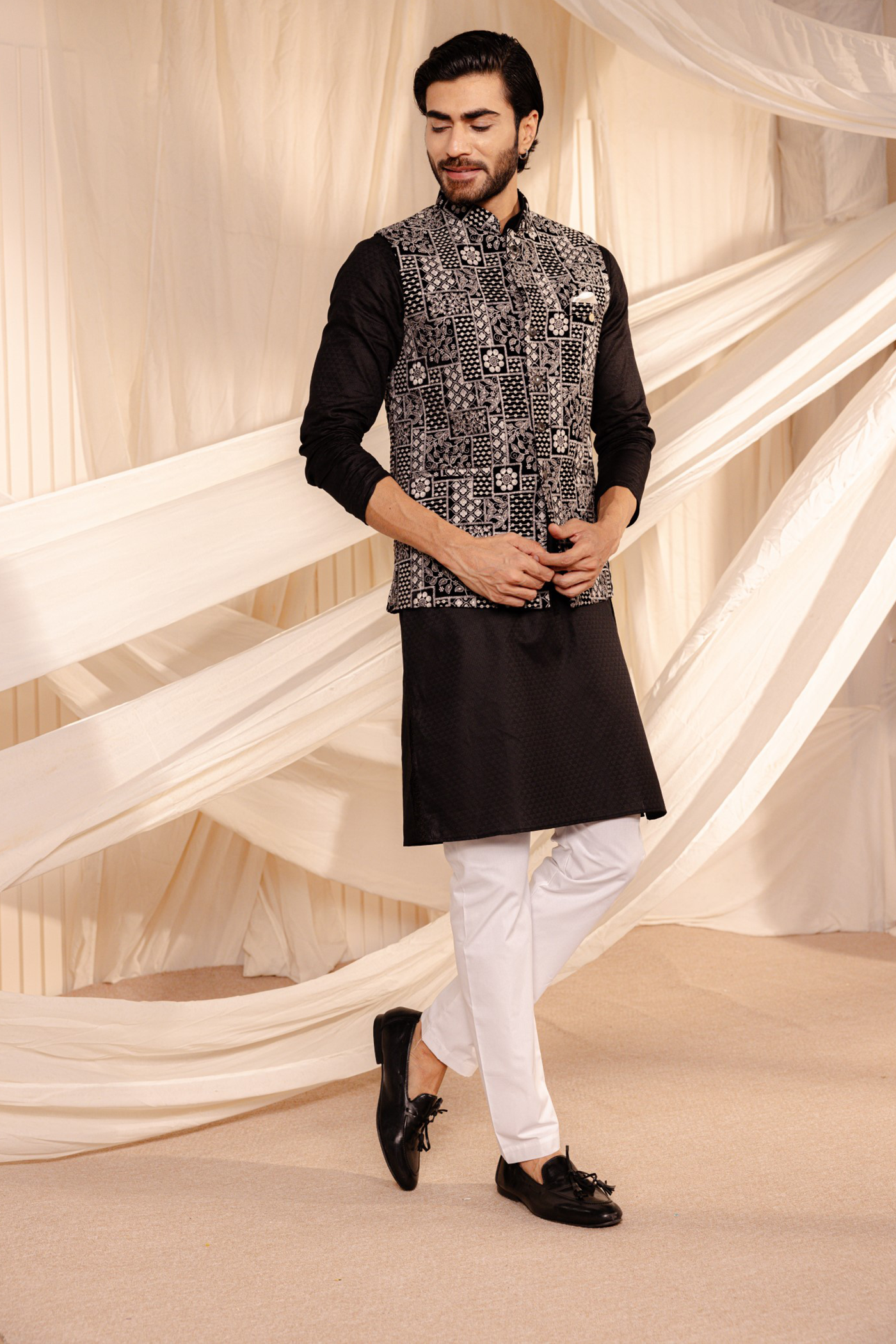 Black Color Plain Kurta Pajama