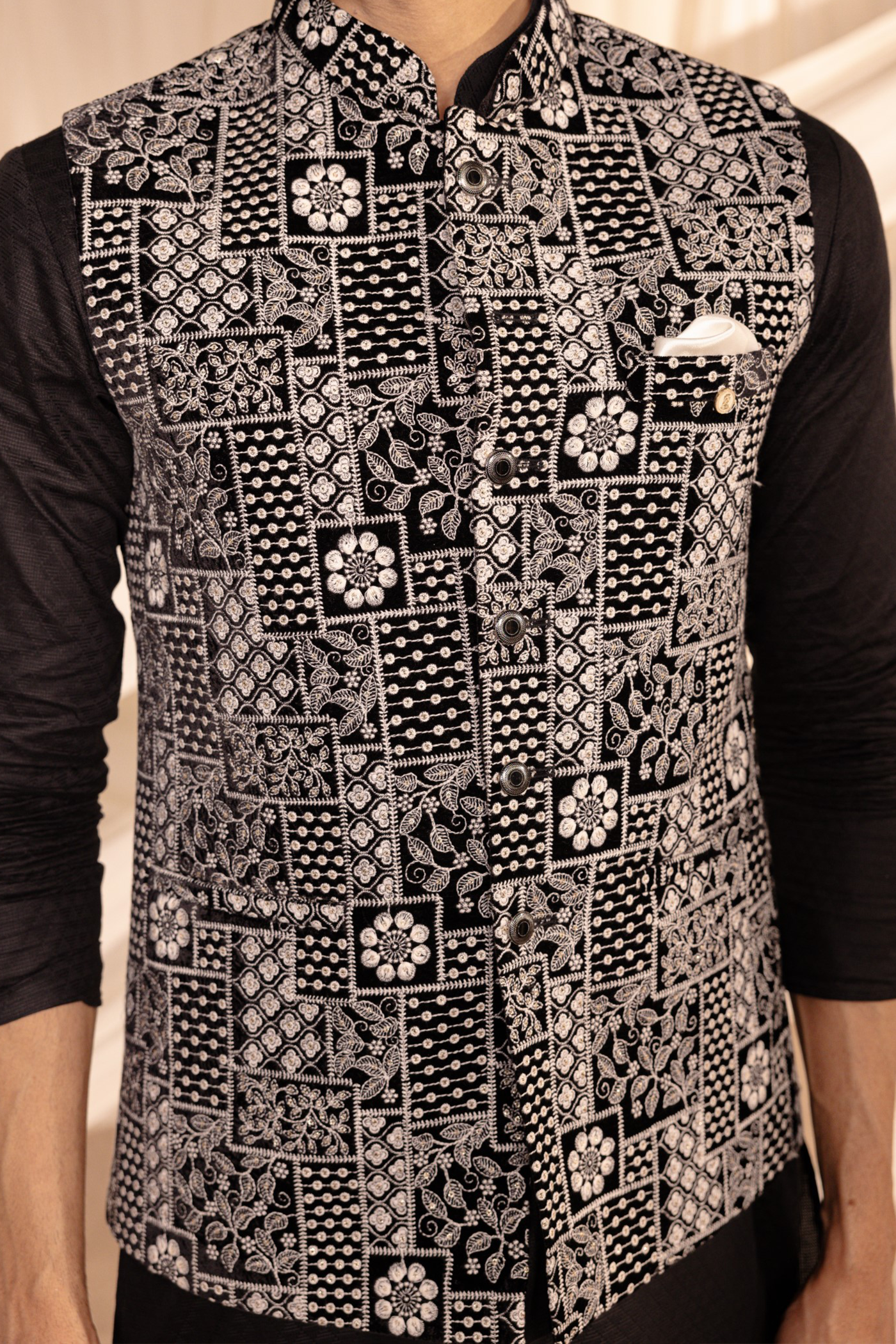 black kurta pajama for men's with jacket