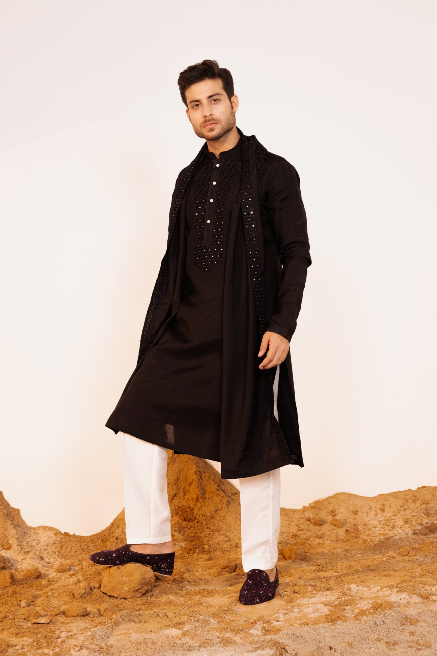 Black Color Kurta Pajama For Men