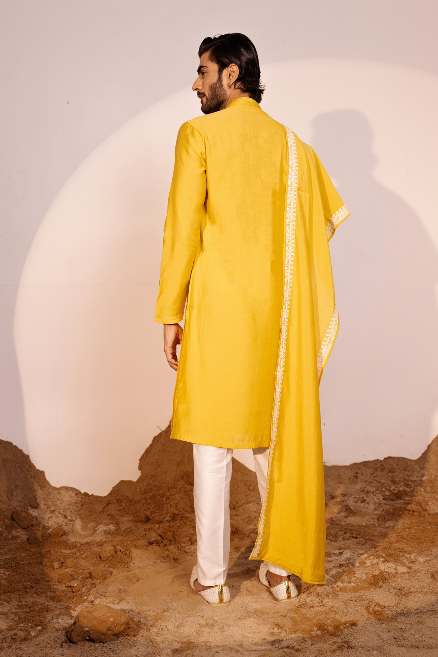 Embroidery Jodhpuri Yellow Kurta Pajama