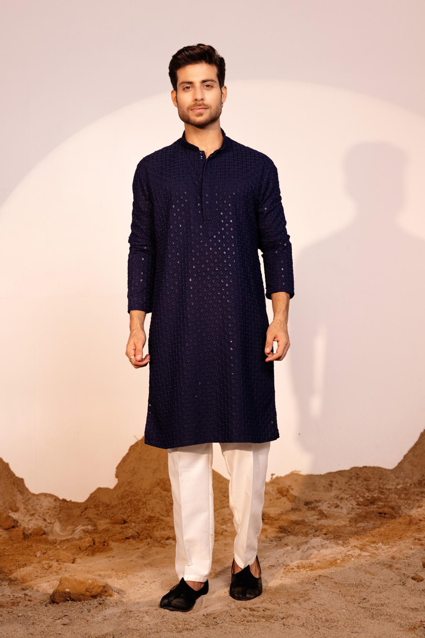 Navy Color Kurta Pajama For Men