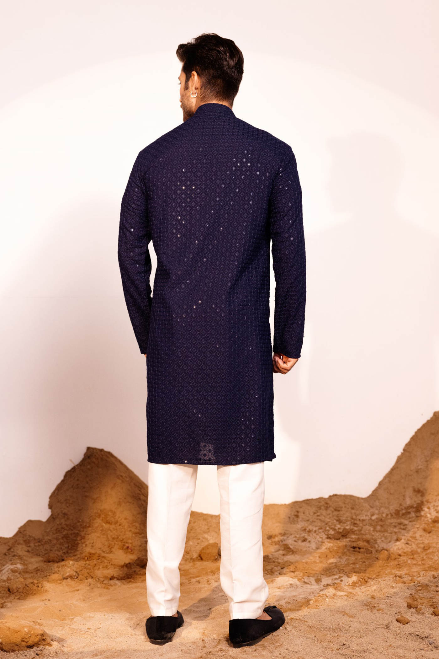 Navy Color Kurta Pajama For Men