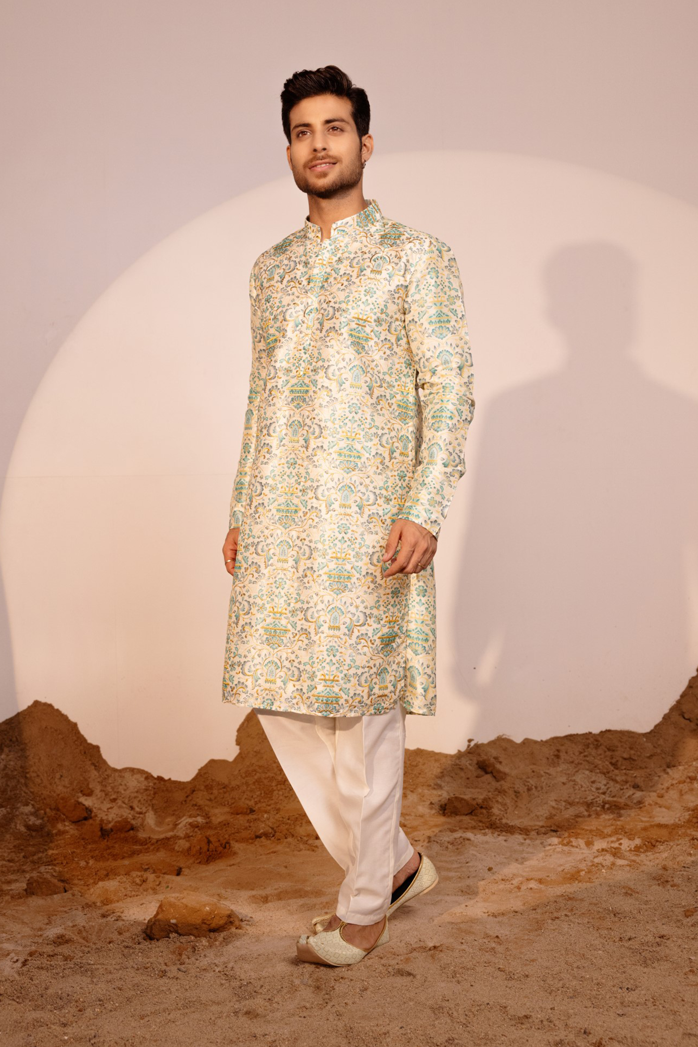 Grey Color Embroidery Kurta Pajama