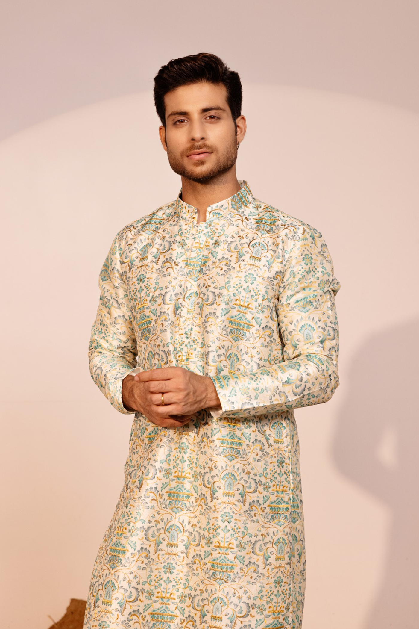 Grey Color Embroidery Kurta Pajama