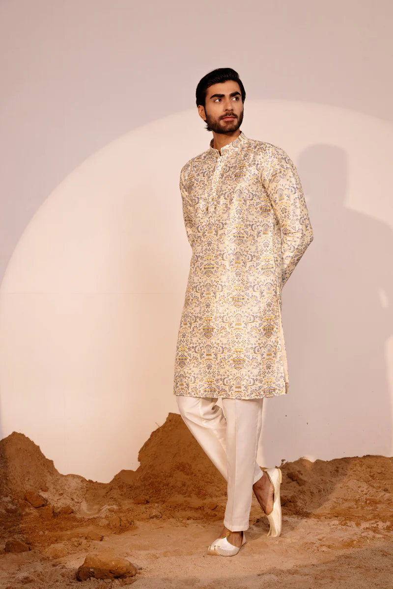 Grey Color Embroidery Kurta Pajama