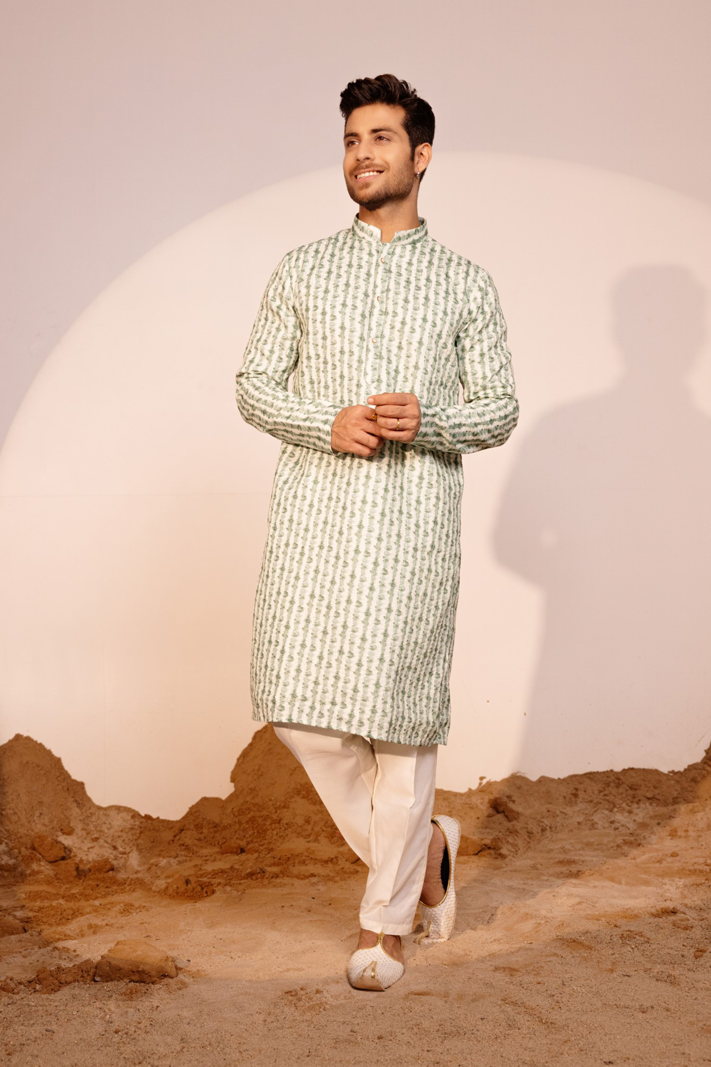 Green Color Embroidery Designer Kurta Pajama