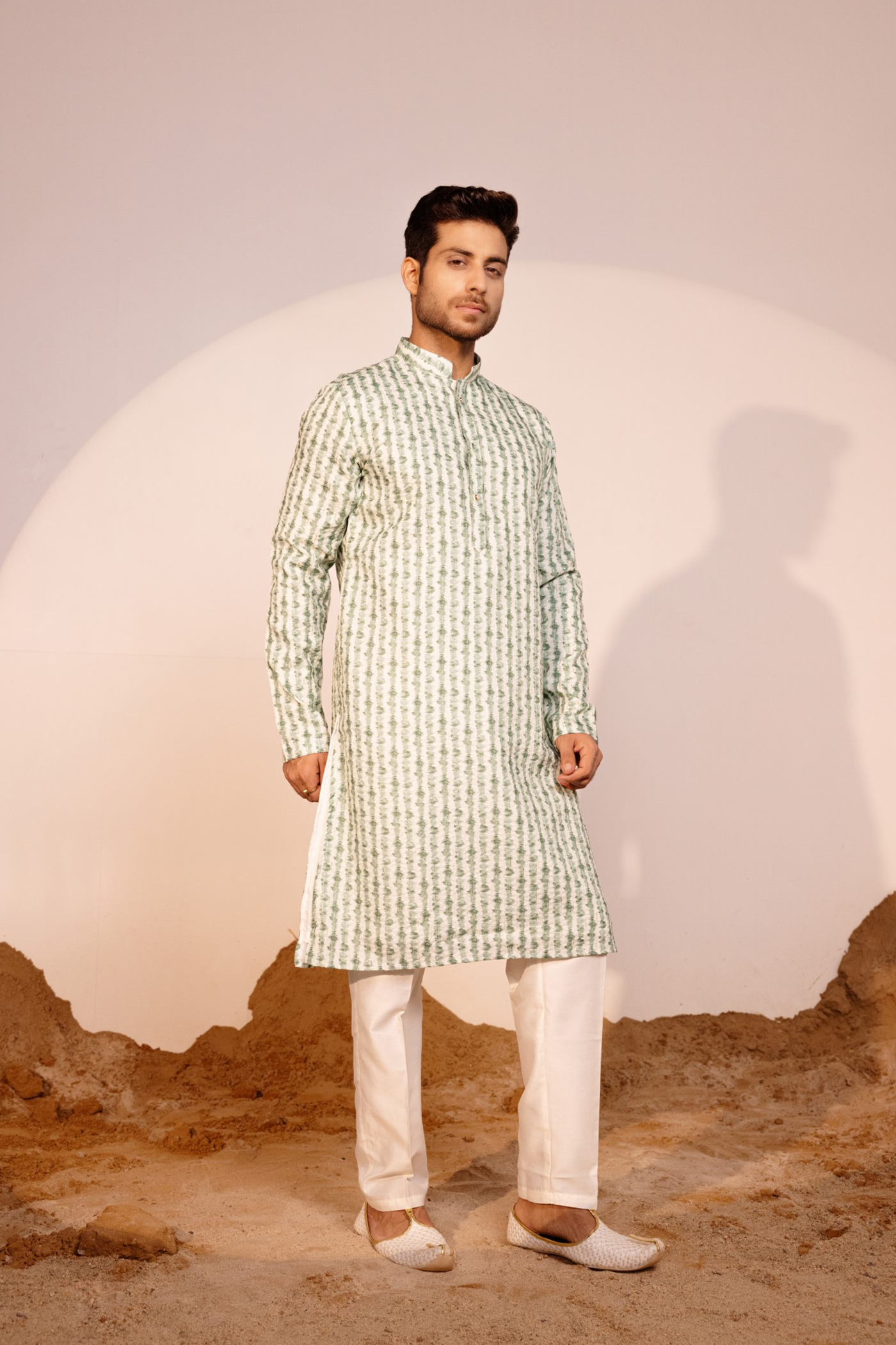 Green Color Embroidery Designer Kurta Pajama