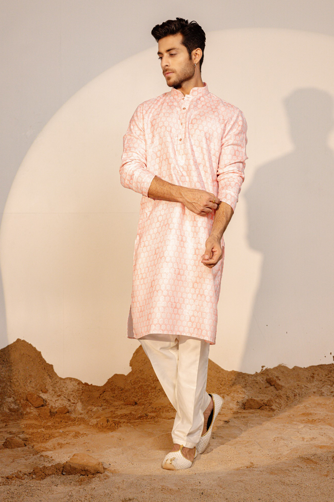 Pink Color Kurta Pajama For Men