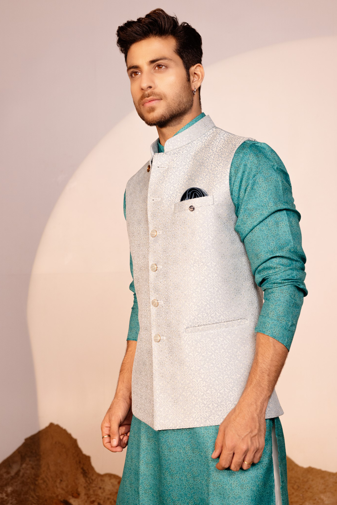 Rama Green Color Waist Coat For Men