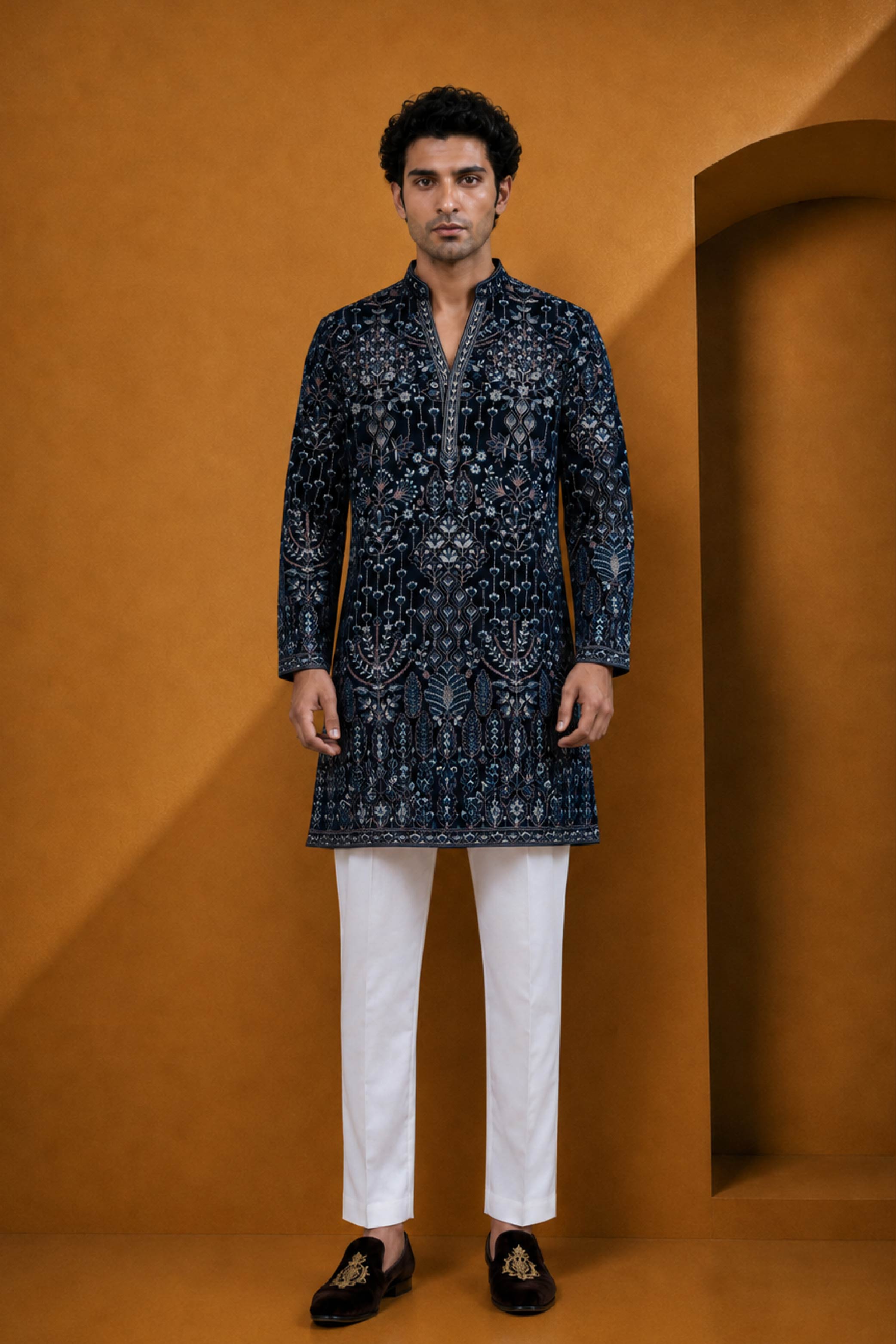 Black Velvet Designer Kurta Pajama Set