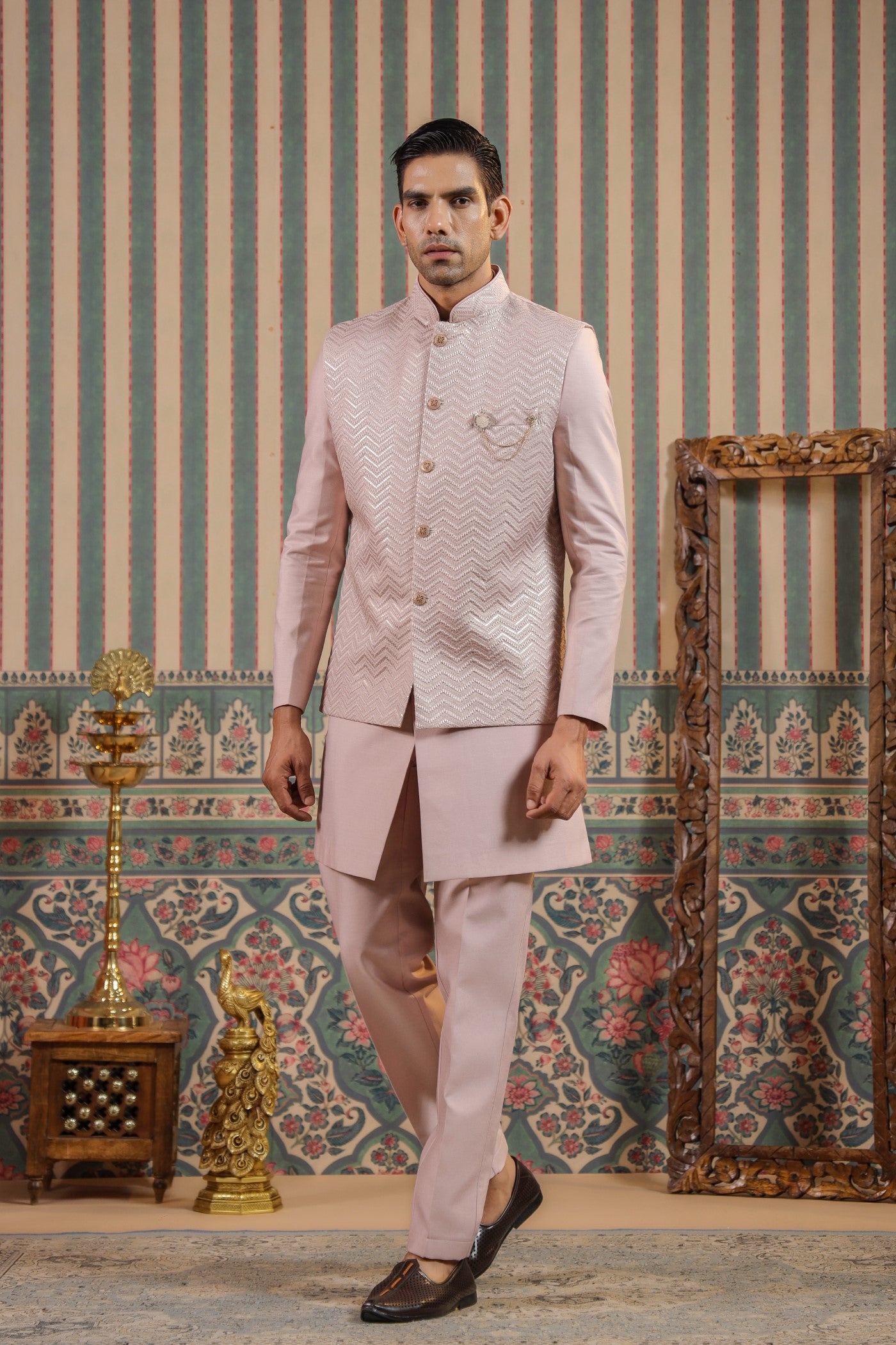 Indo Western Embroidery Jacket Kurta For Men