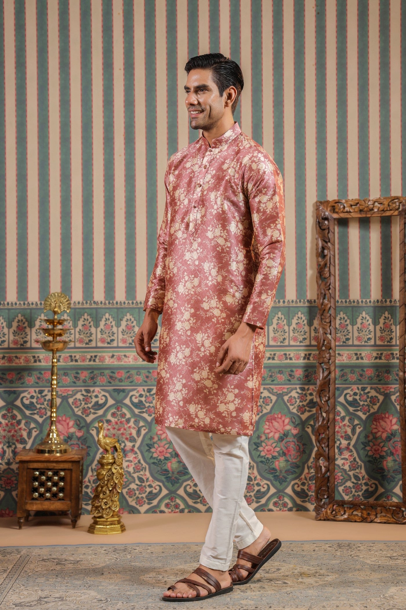 Onion Color Print Kurta Pajama