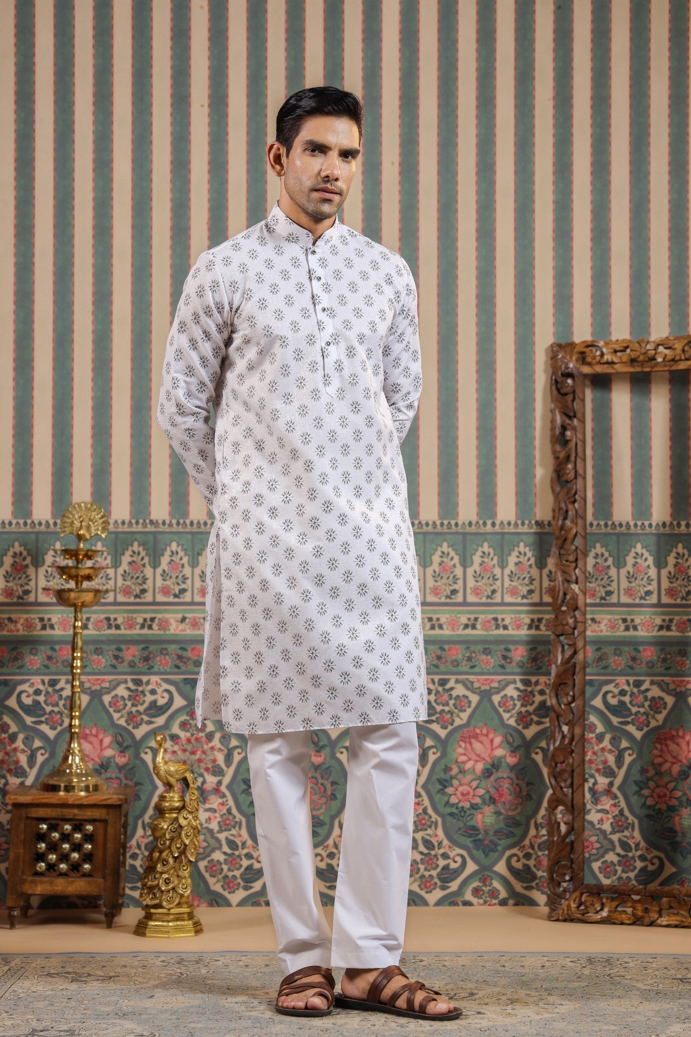 stylish white kurta pajama