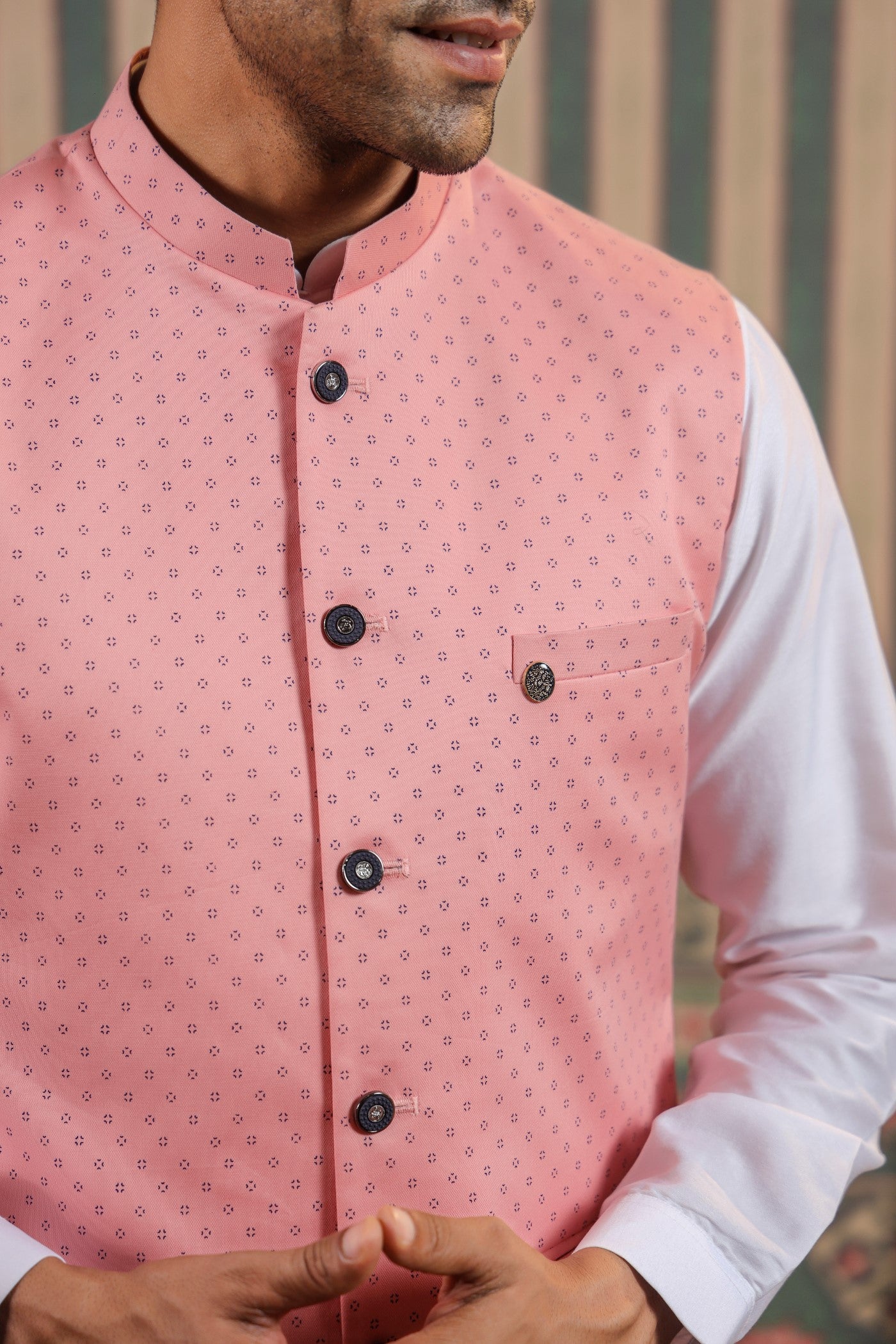 Peach Color Waist Coat For Men