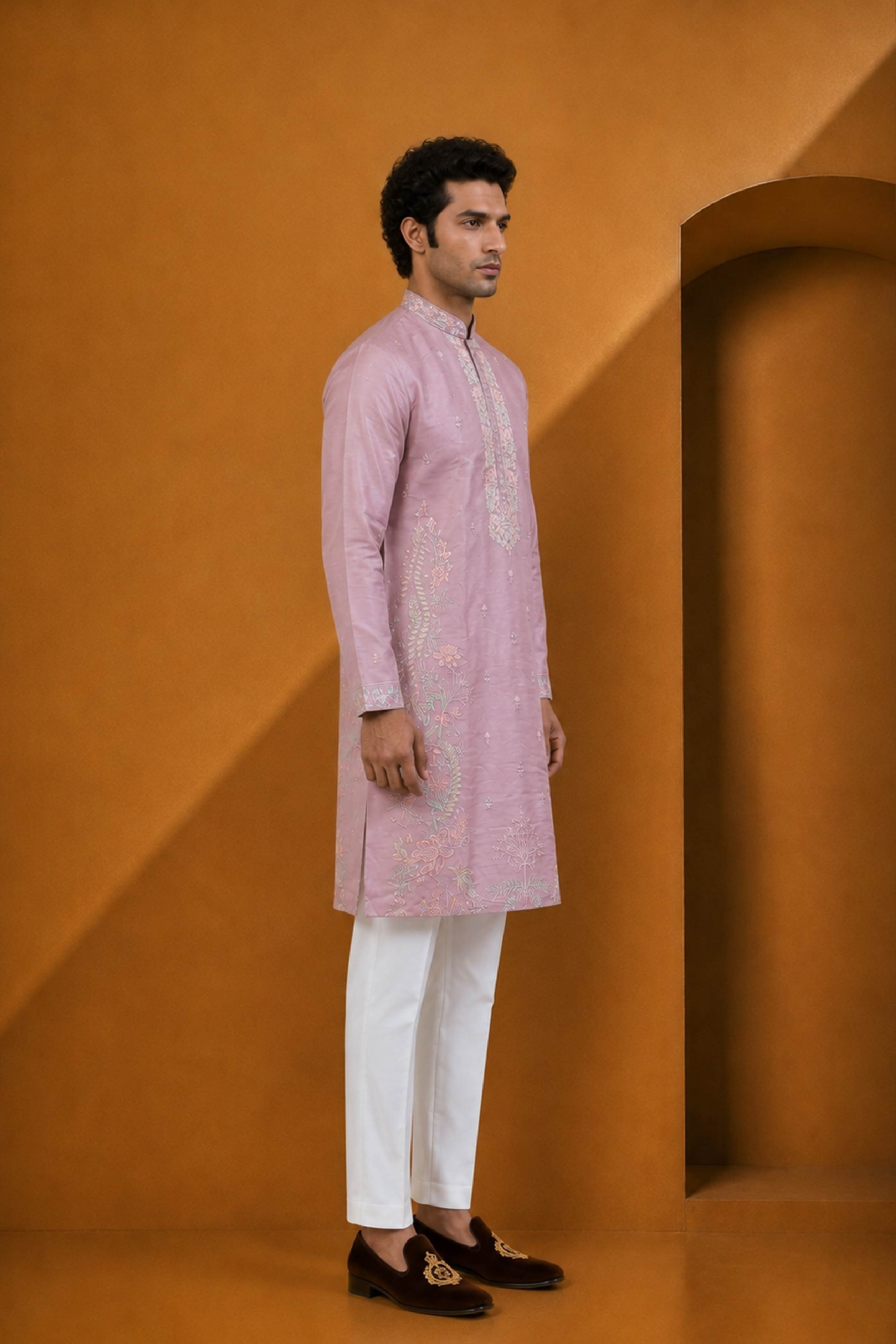 Liliac Silk Designer Kurta Pajama Set