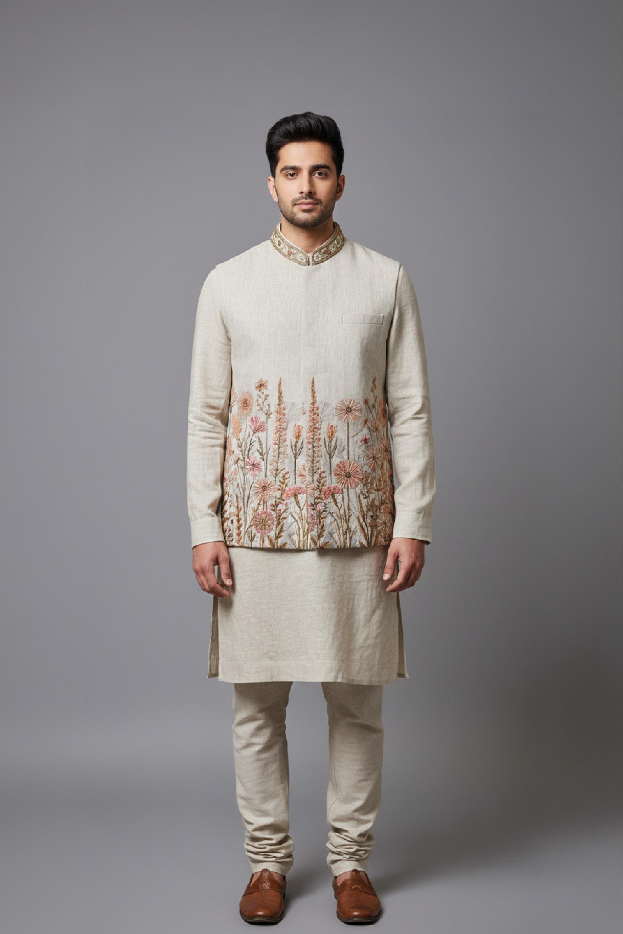 Natural Multi Colour Jacket kurta