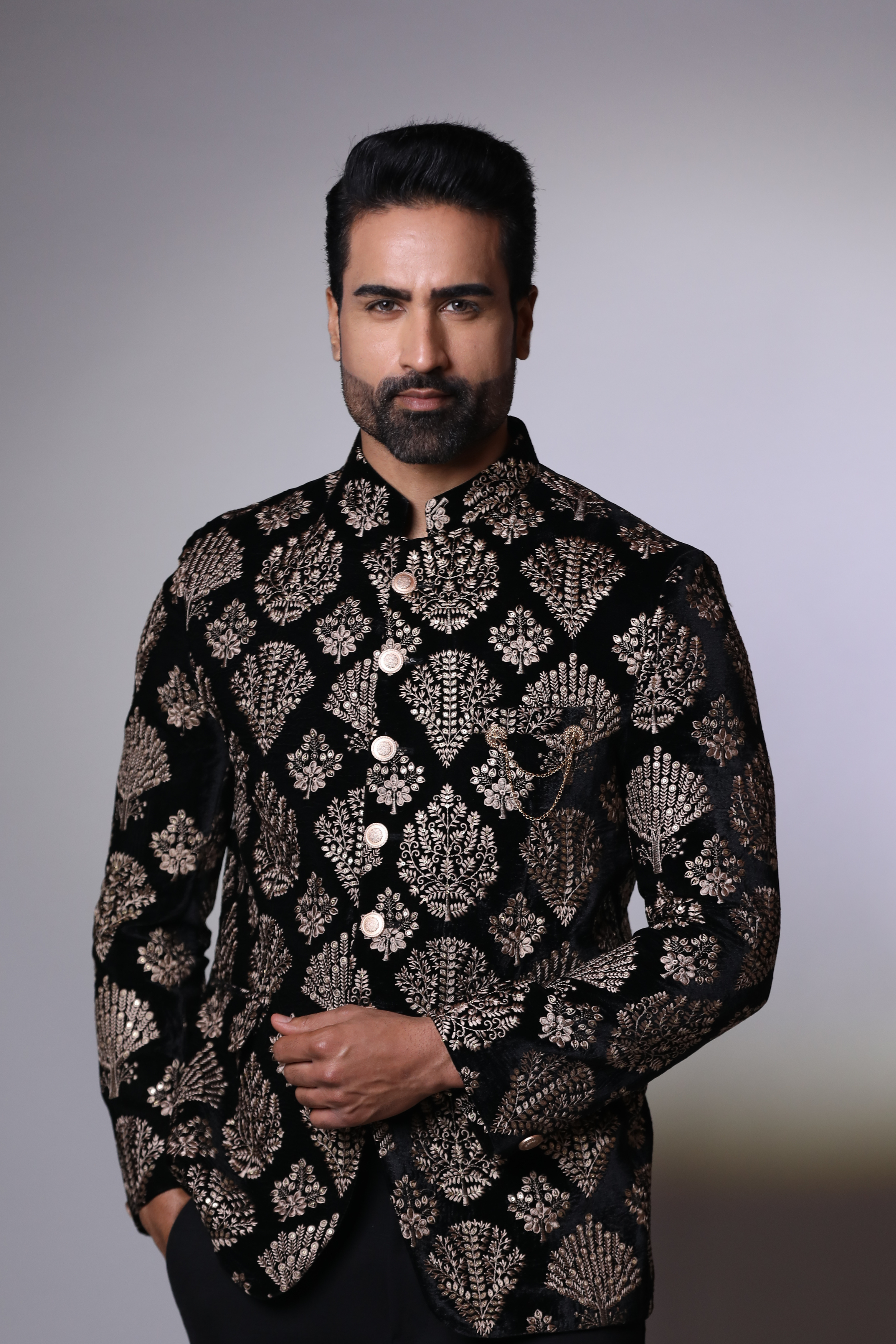 Black Color Jodhpuri Blazer for Men