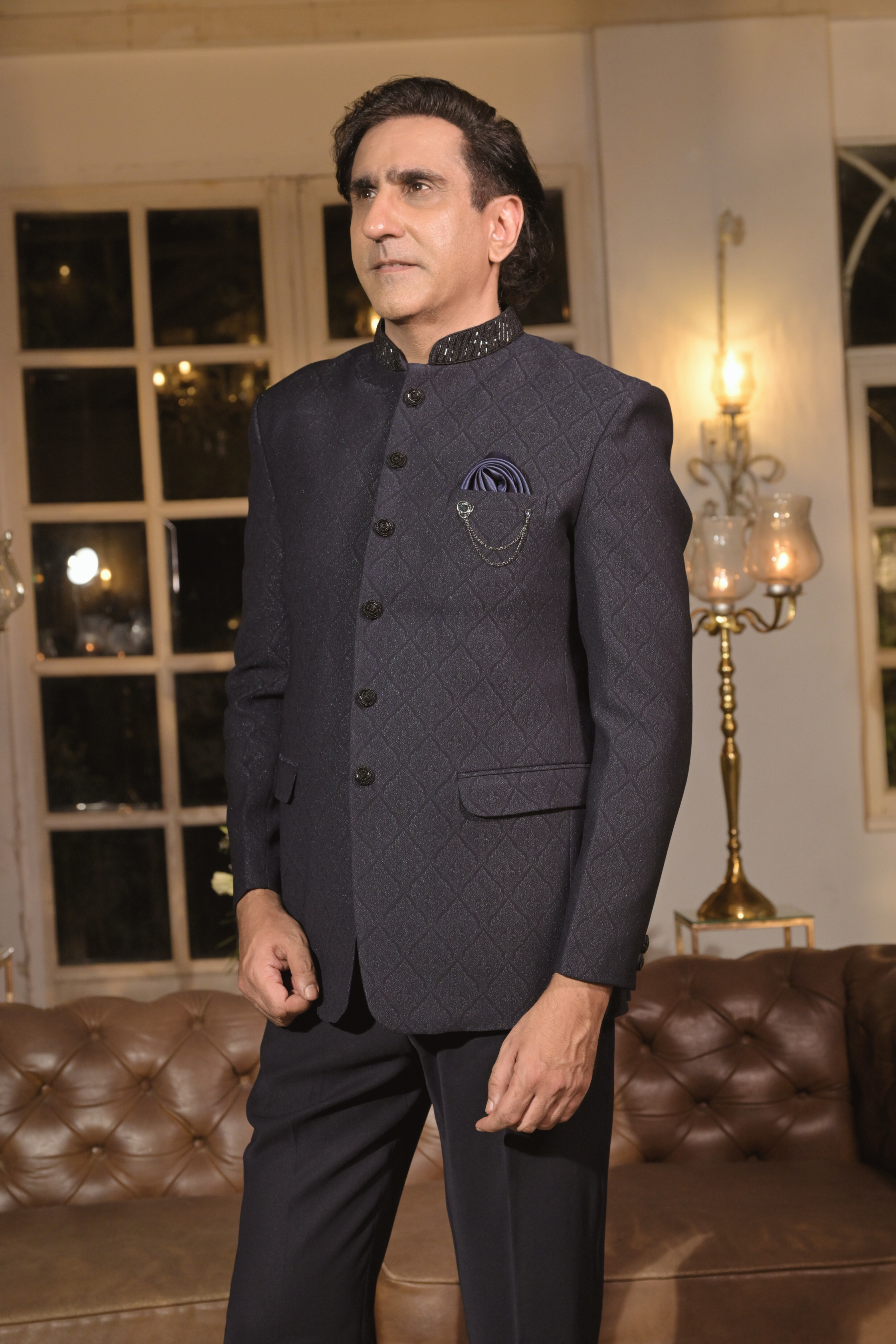 Blue Color Embroidery Suits for Men