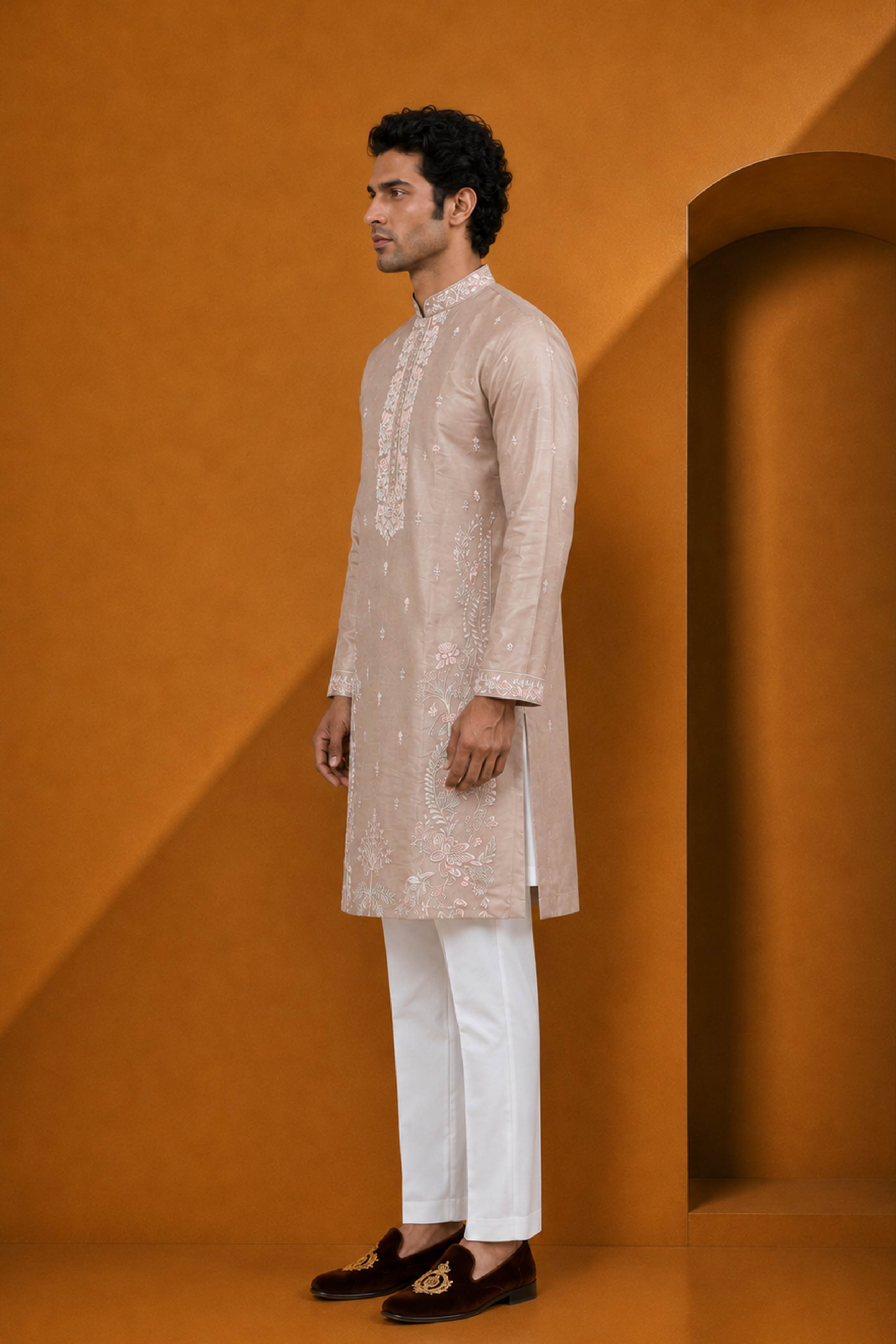 Natural Silk Designer Kurta Pajama Set