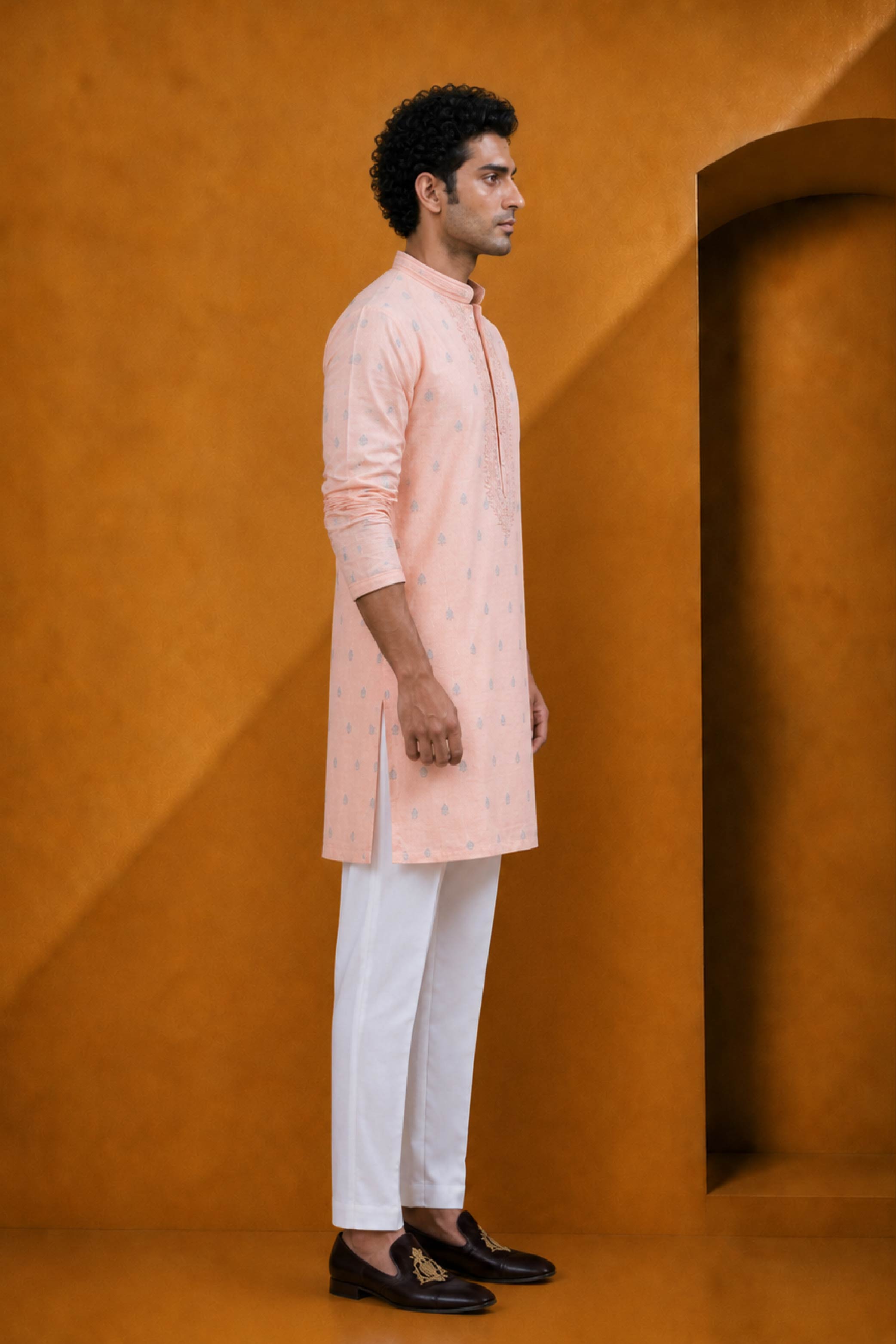 Pink Silk Designer Kurta Pajama Set