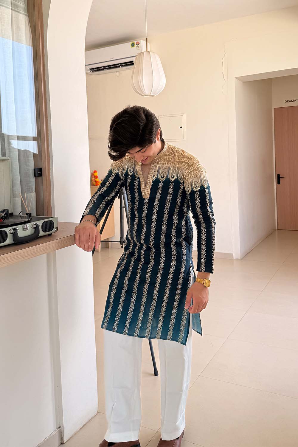 Party Wear Kurta Pajama T Blue Color Designer Style
