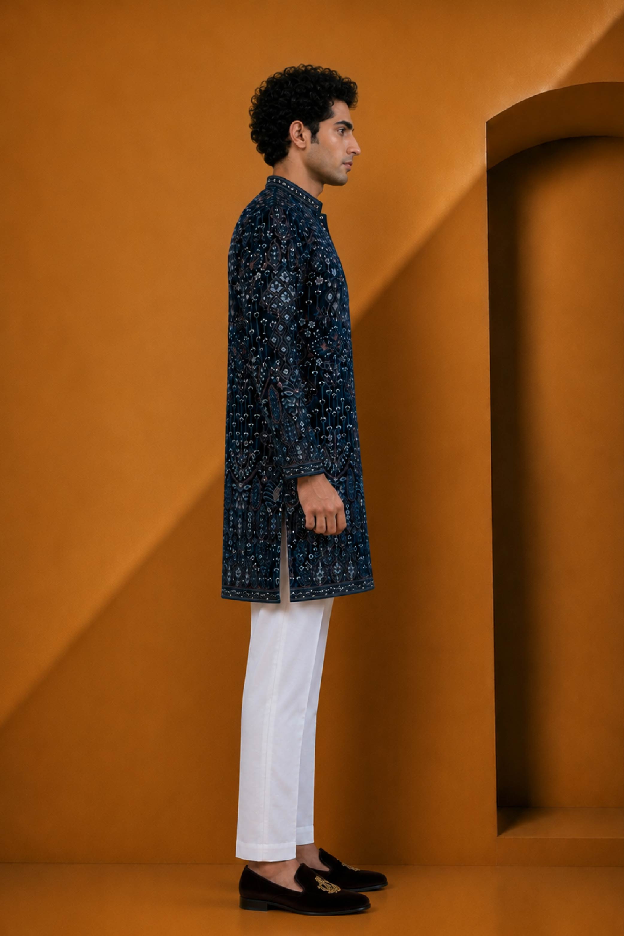 Black Velvet Designer Kurta Pajama Set