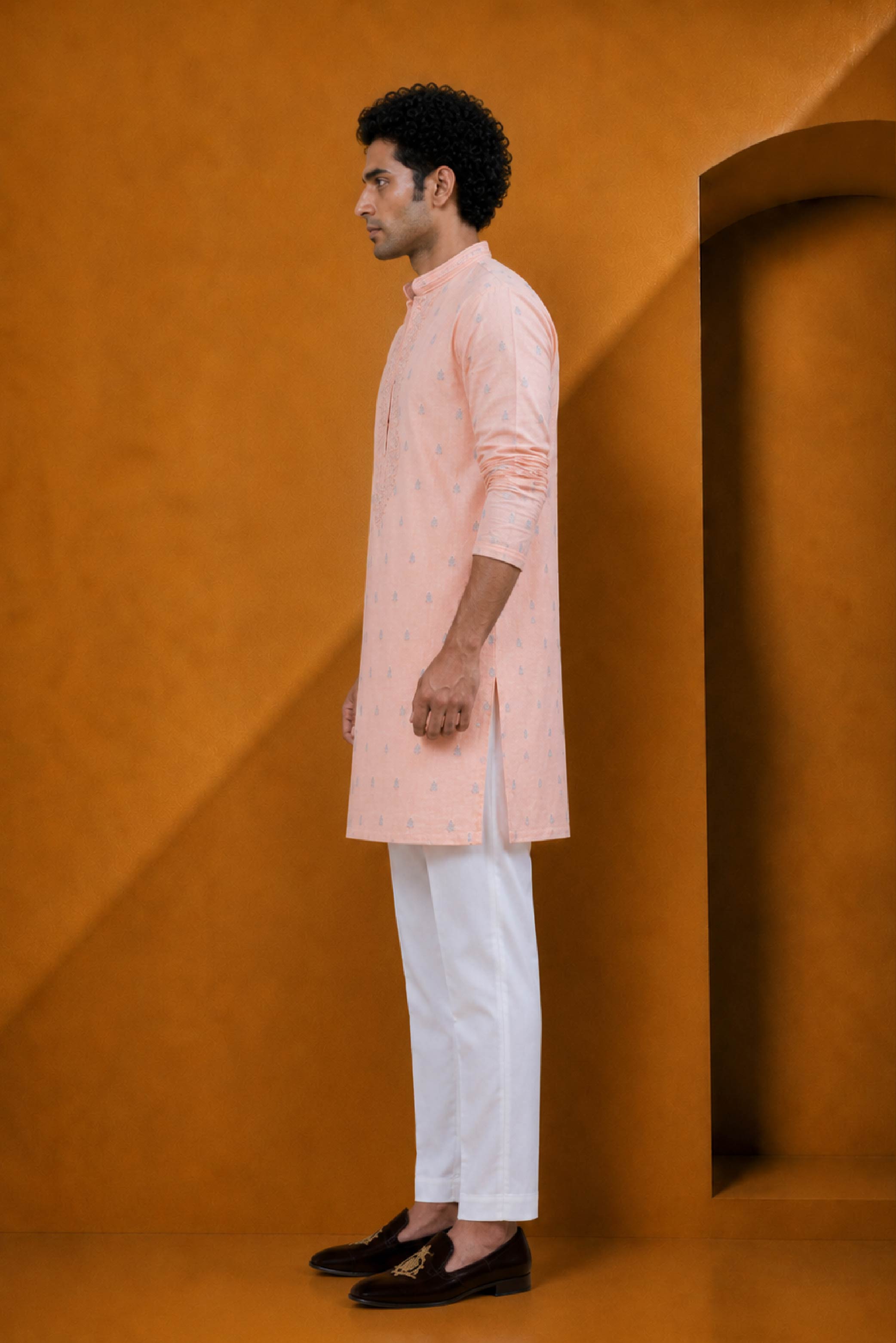 Pink Silk Designer Kurta Pajama Set