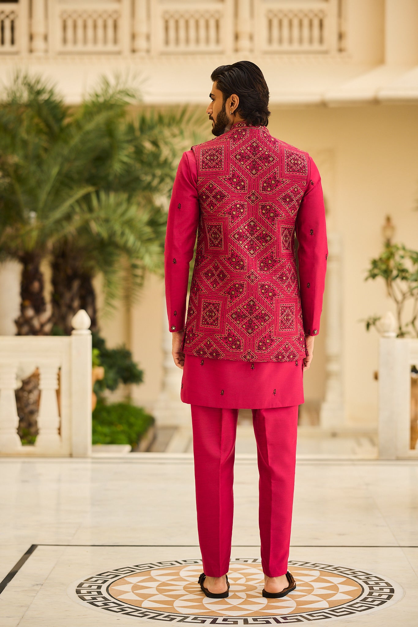 Magenta Color Embroidery Long Jacket Kurta
