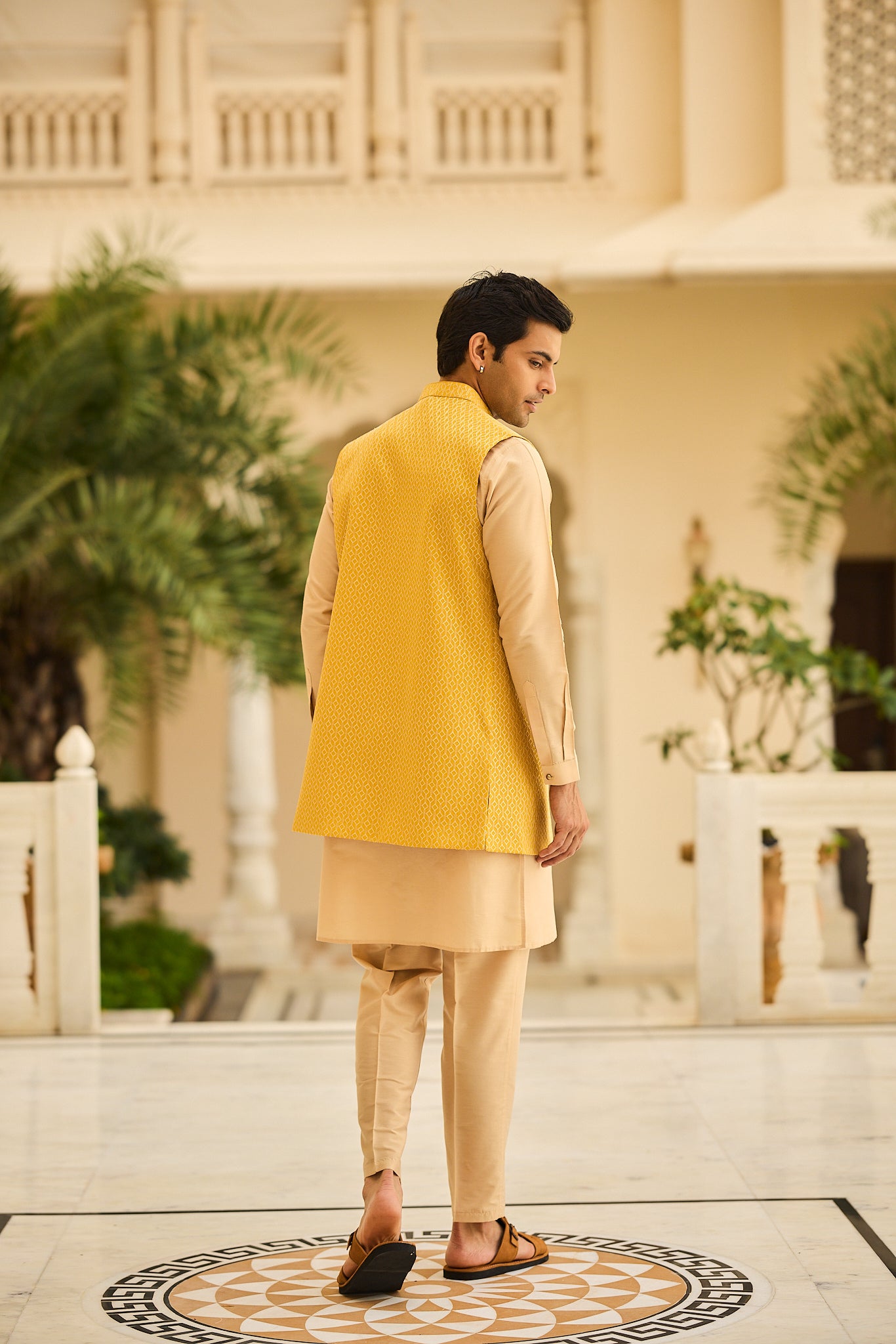 Mustard Color Embroidery Long Jacket Kurta
