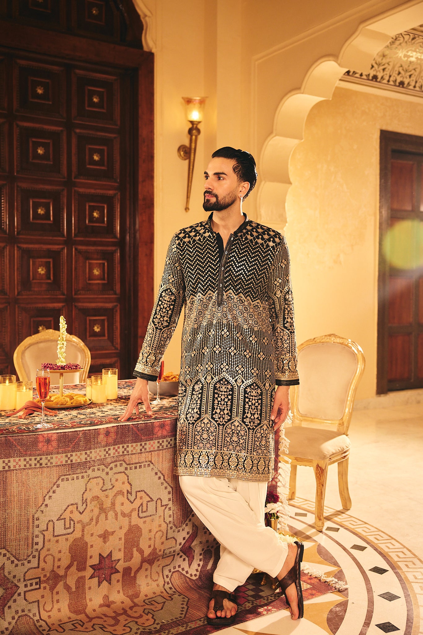 Black Color Embroidery Designer Kurta Pajama