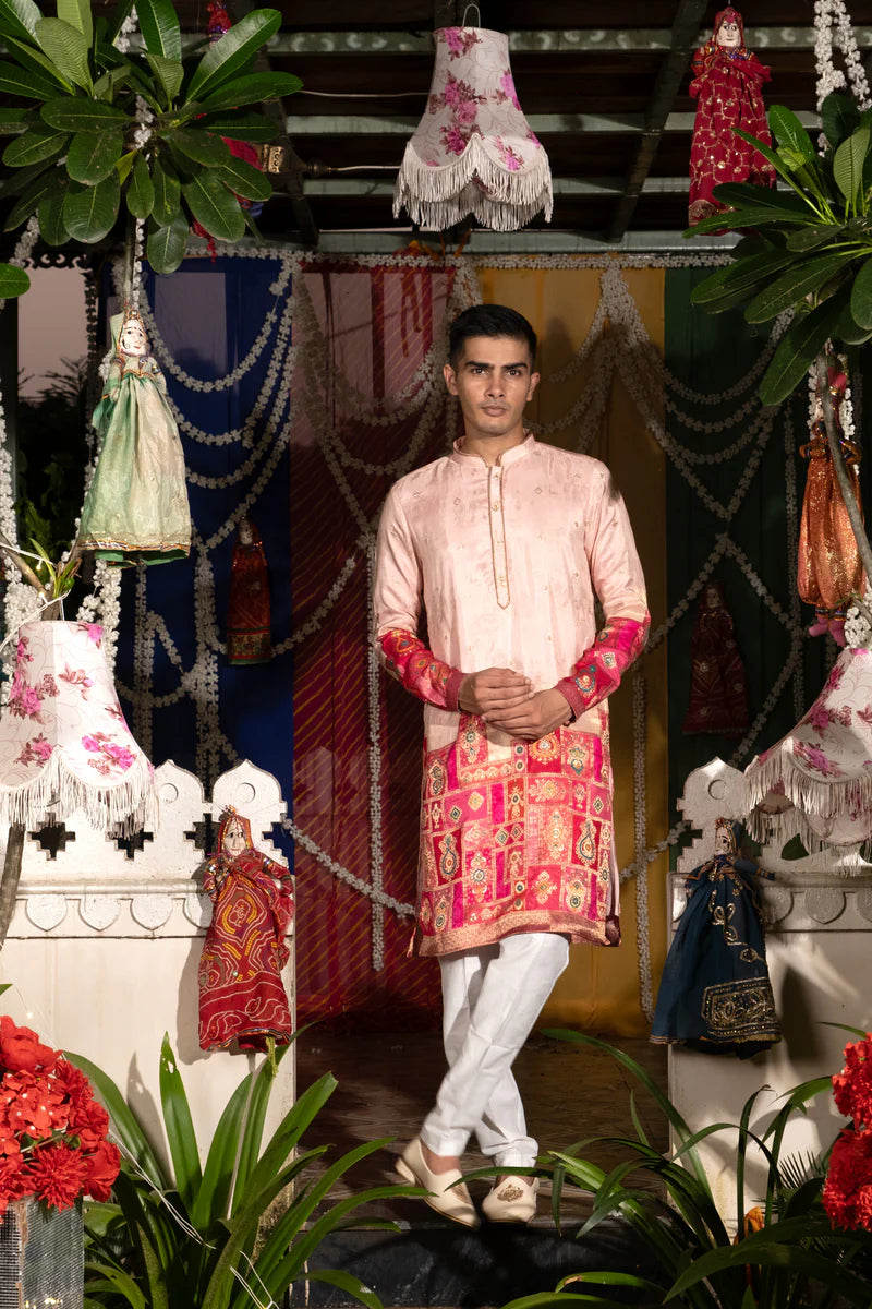 Zari Work Embroidery Kurta Pajama For Men