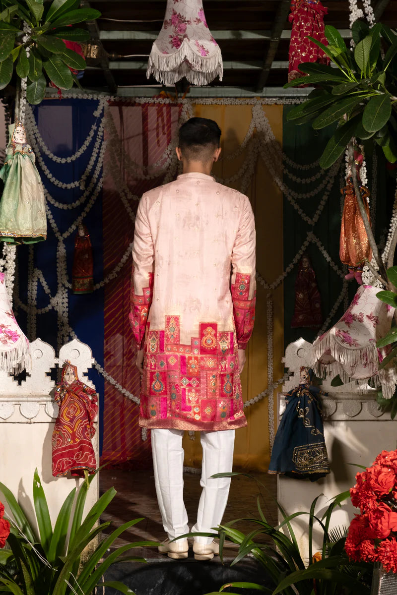 Zari Work Embroidery Kurta Pajama For Men