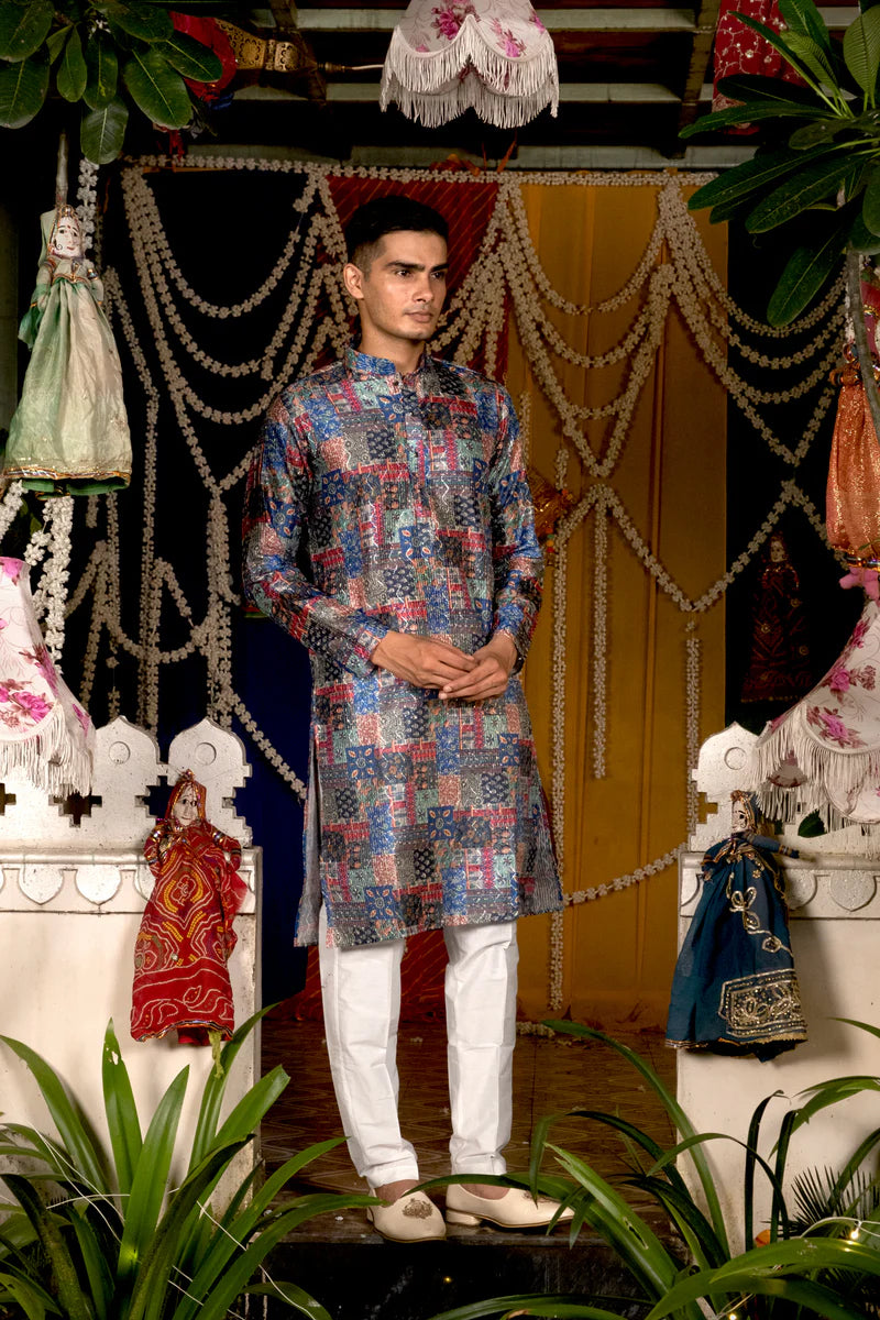 Multi Color Kurta Pajama Set For Men