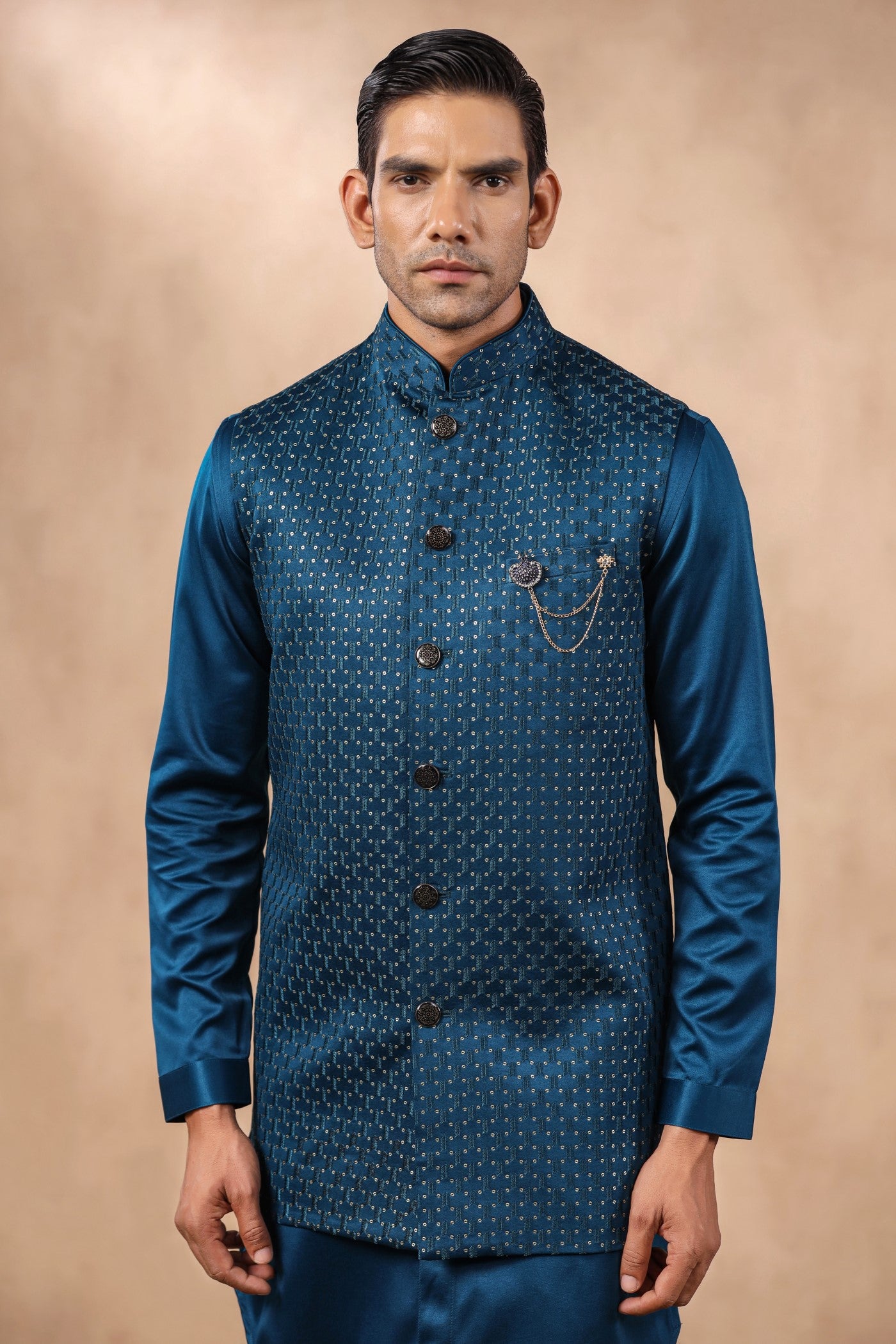 Blue Color Embroidery Long Jacket Kurta
