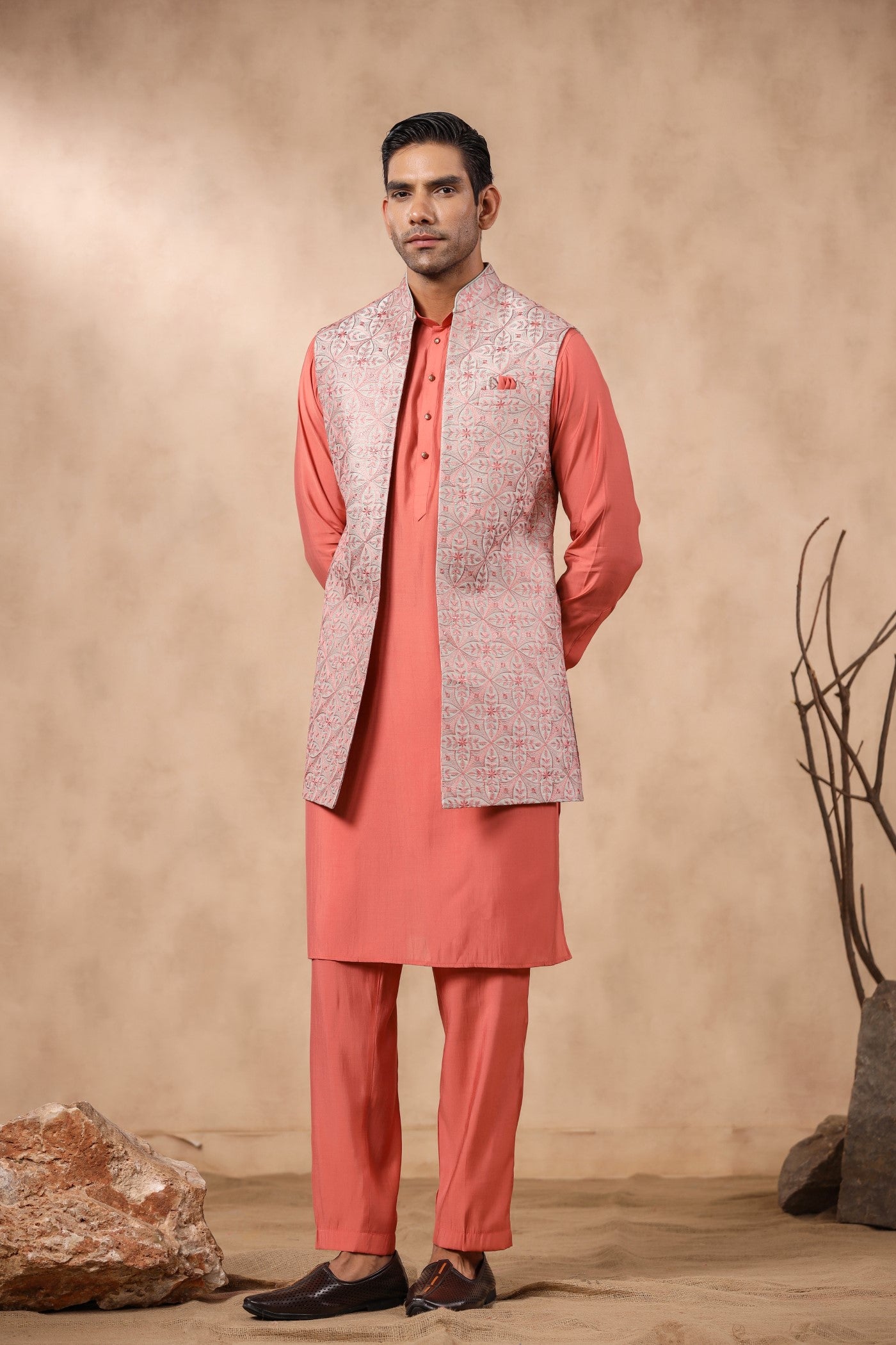 Embroidery Jodhpuri Long Jacket Kurta