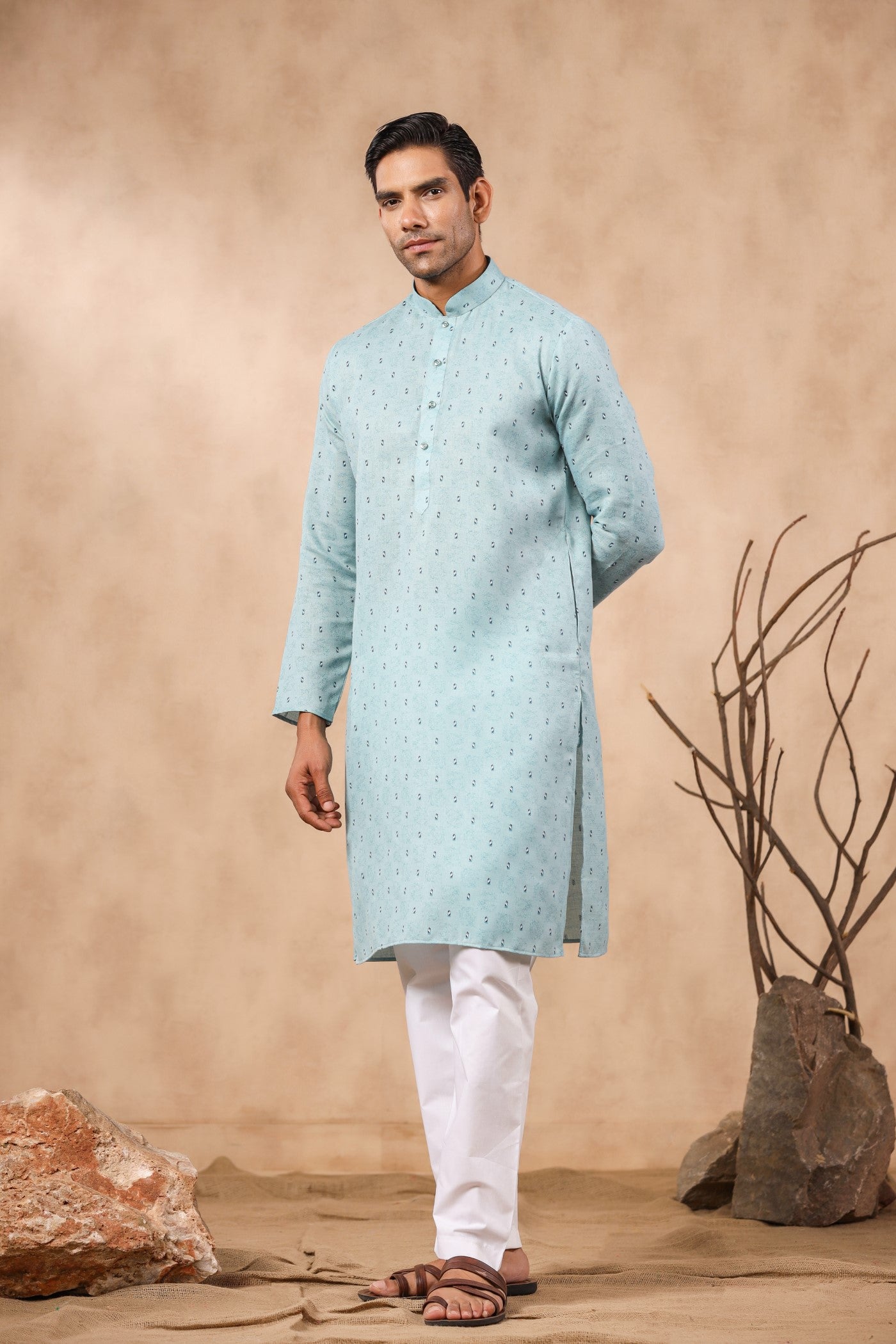 Sky Blue Kurta Pajama For Men