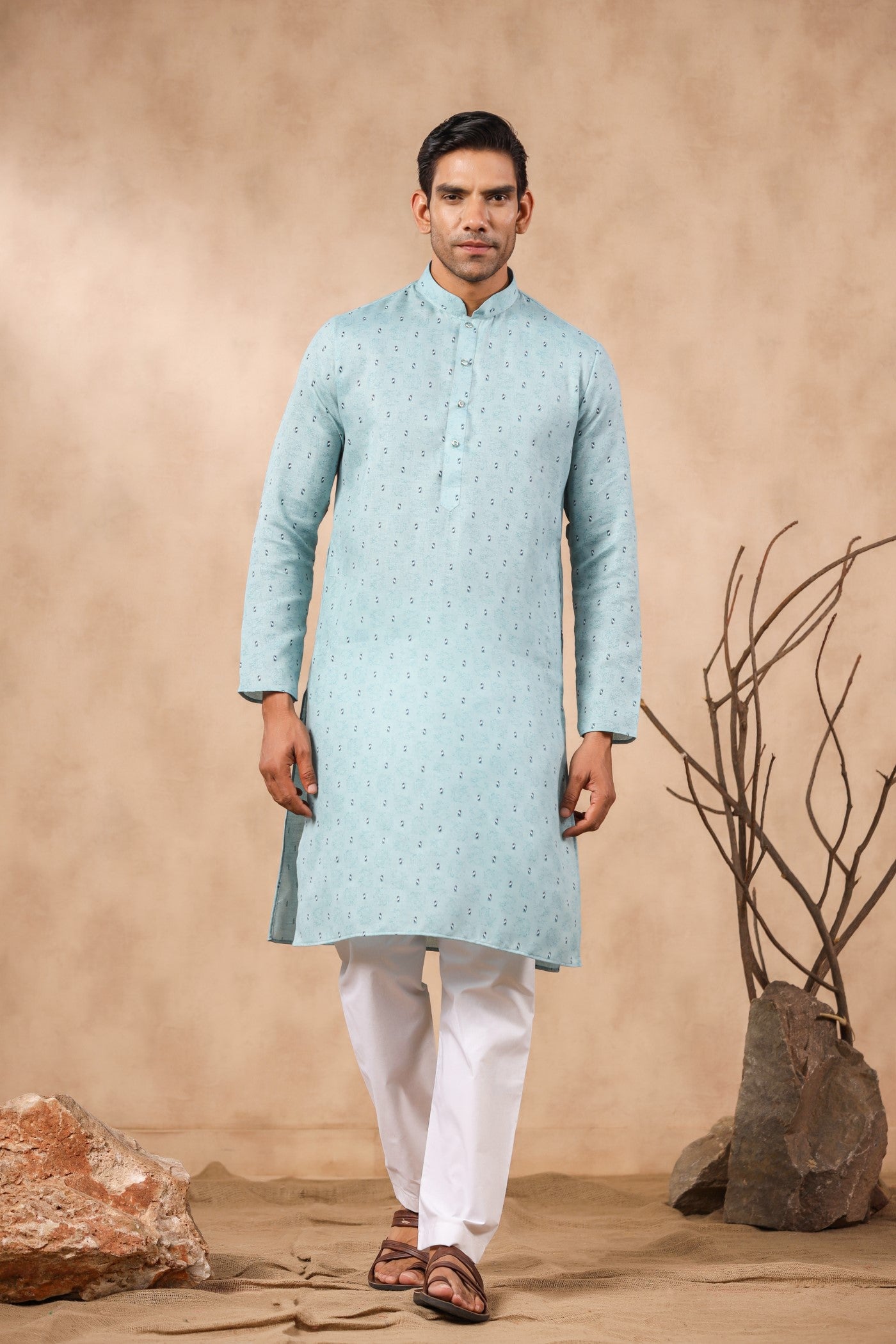 Sky Blue Kurta Pajama For Men