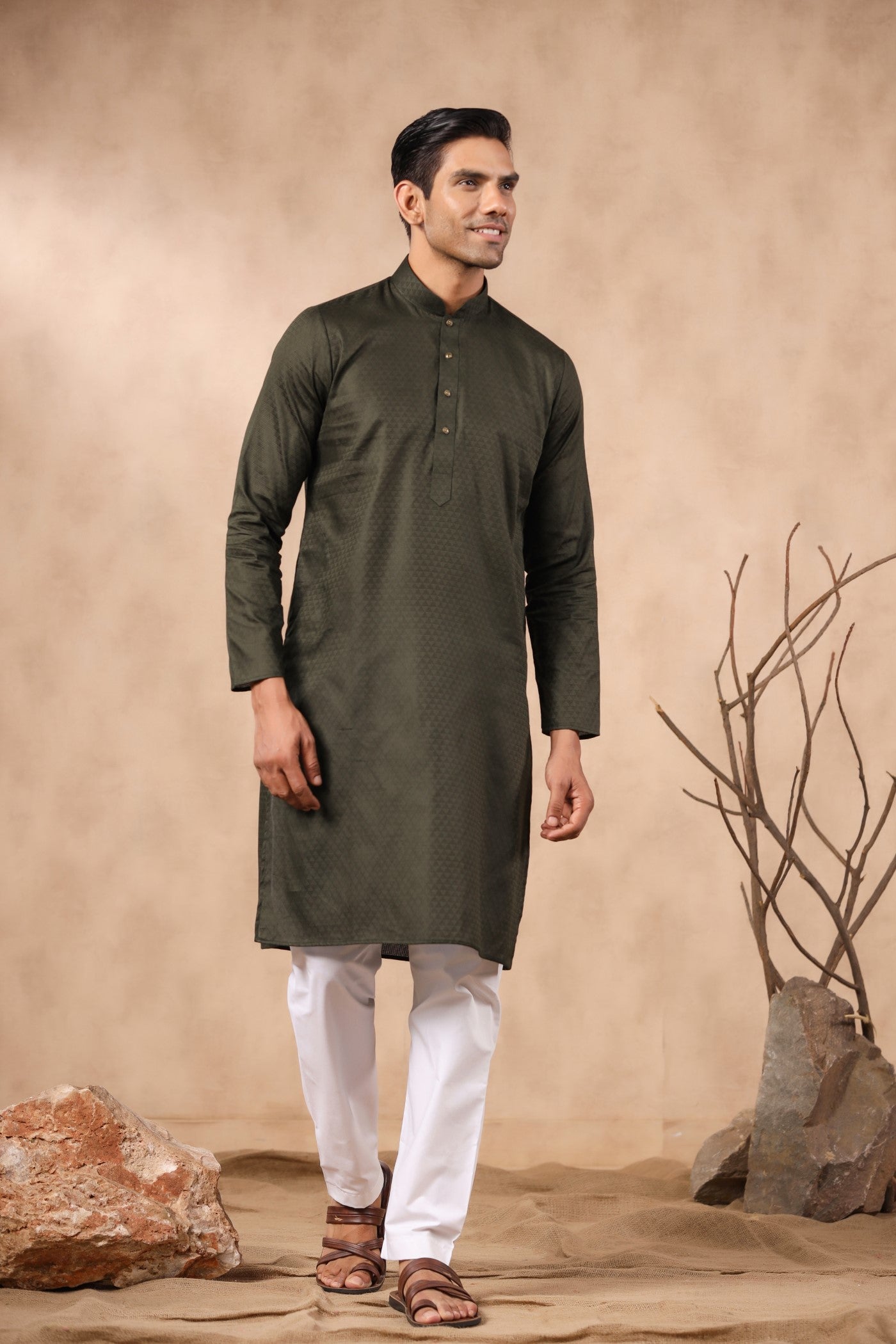 green kurta pajama design